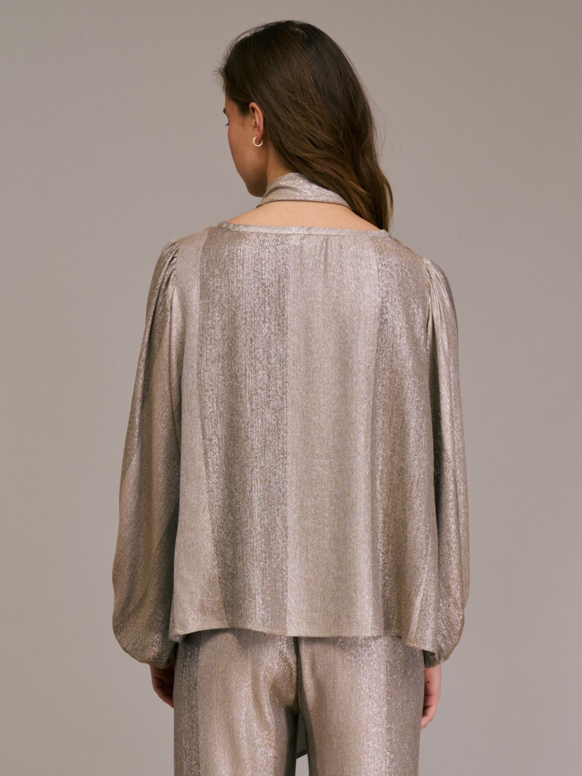 Tylea Metallic Top - Taupe