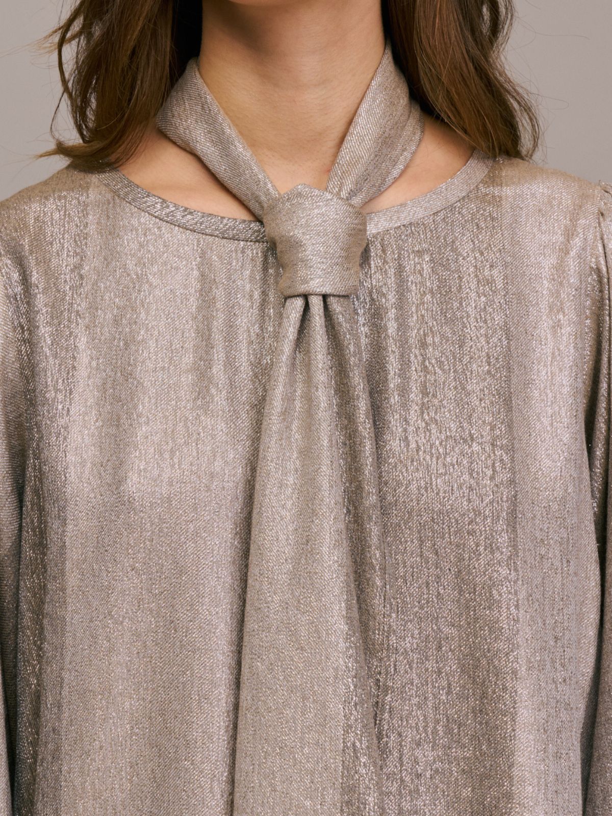 Tylea Metallic Top - Taupe