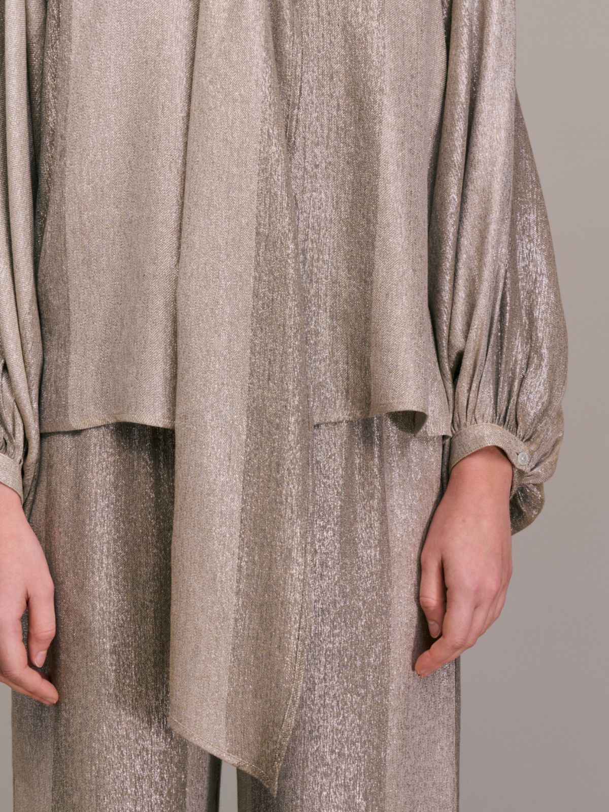 Tylea Metallic Top - Taupe