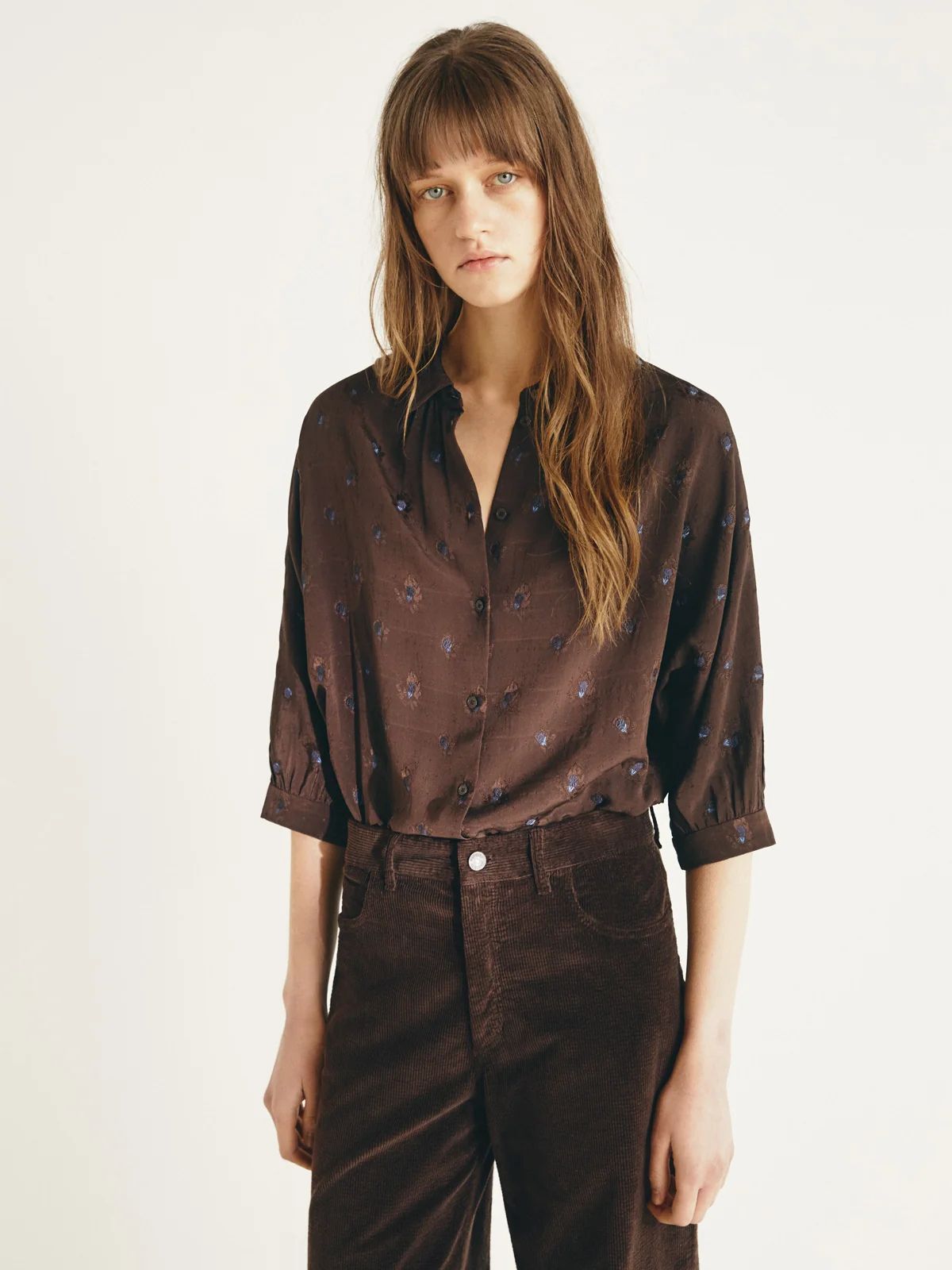 Carole Print Blouse - Brown