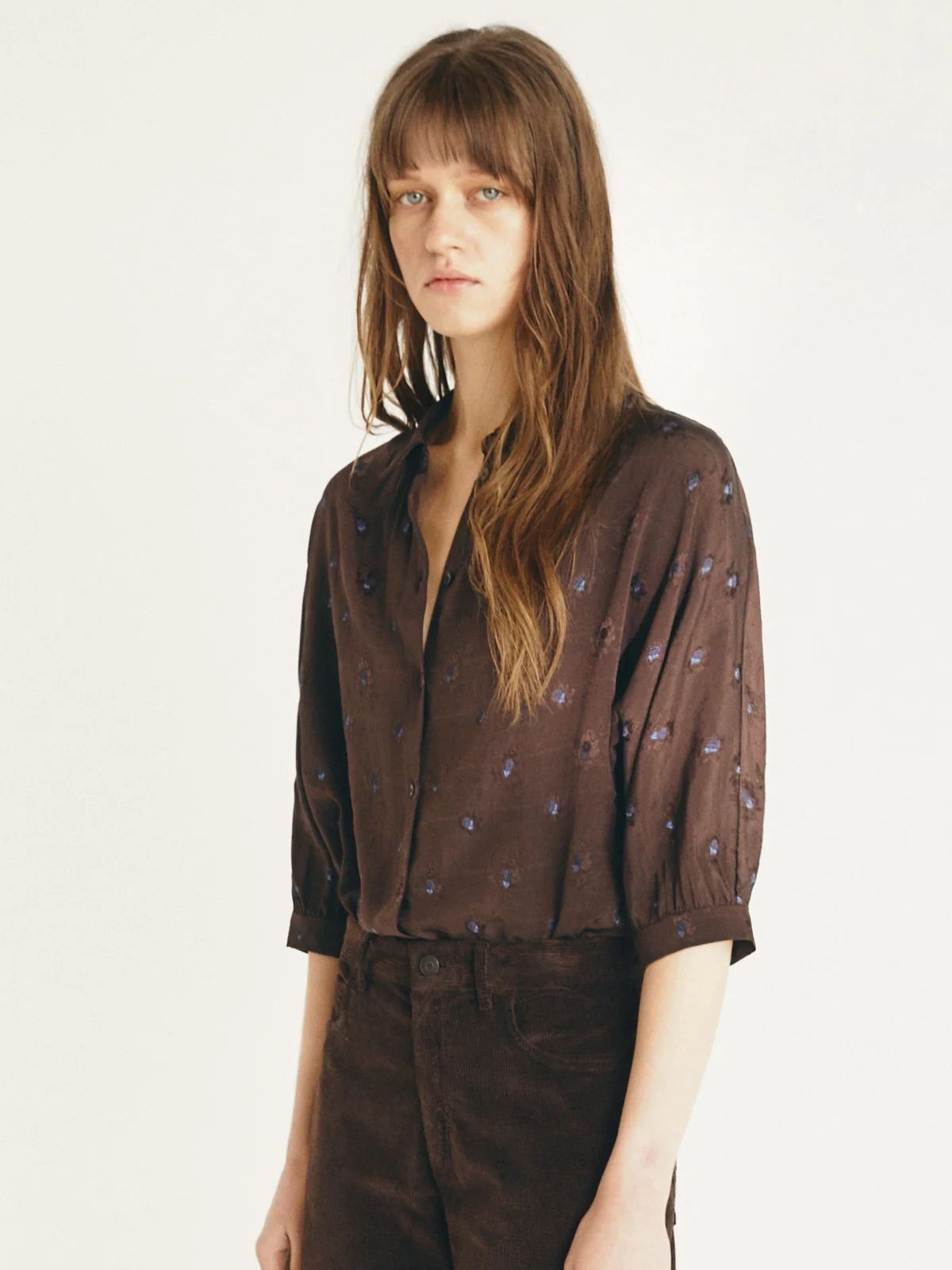 Carole Print Blouse - Brown