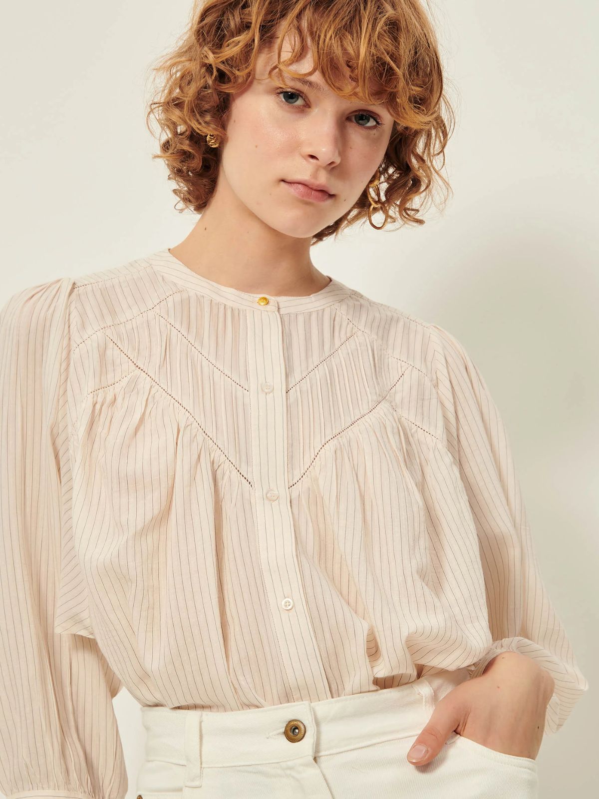 Savi Puff Sleeve Blouse - Cream