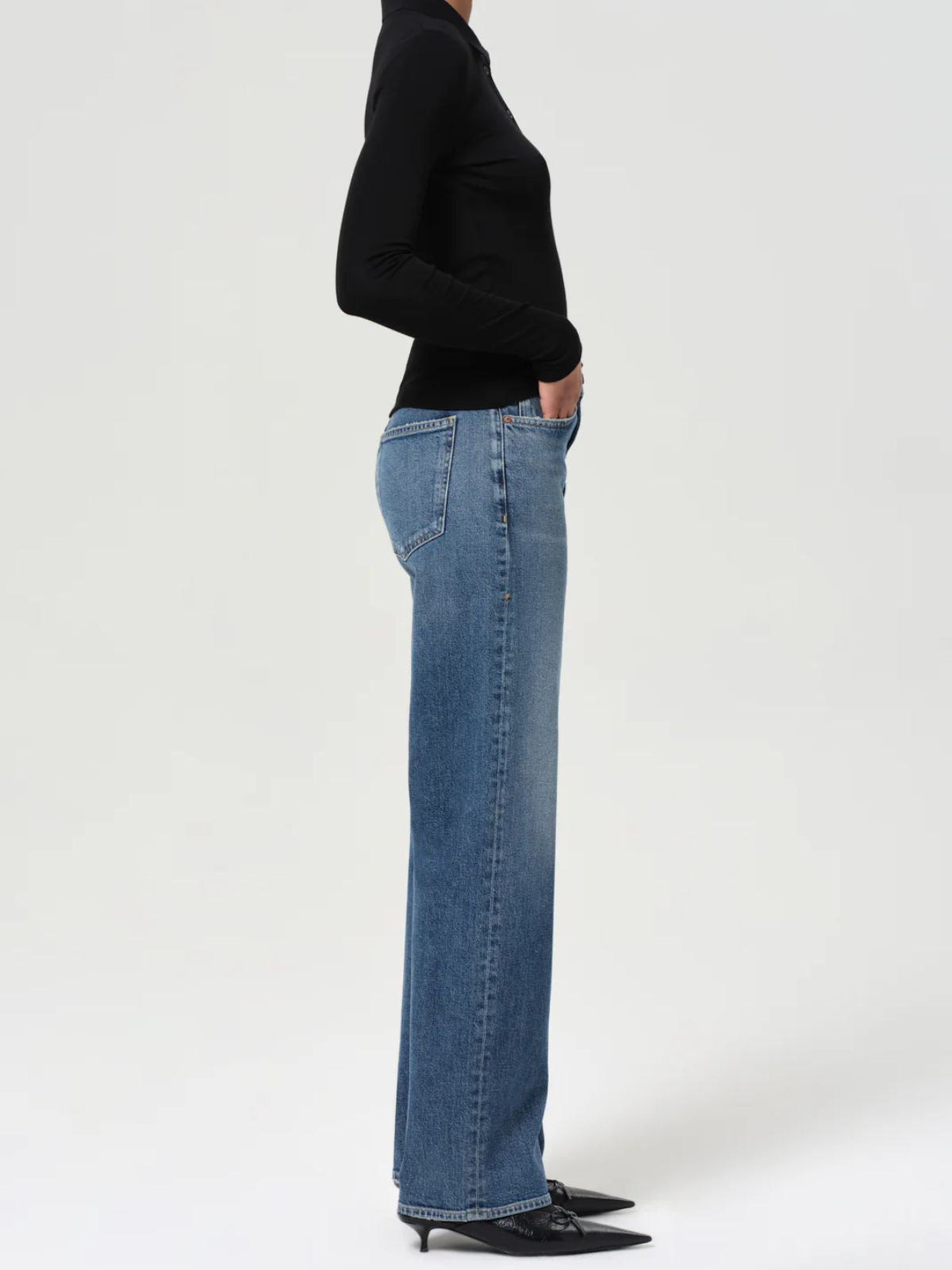 Agolde Harper Mid Rise Straight blue denim Jeans
