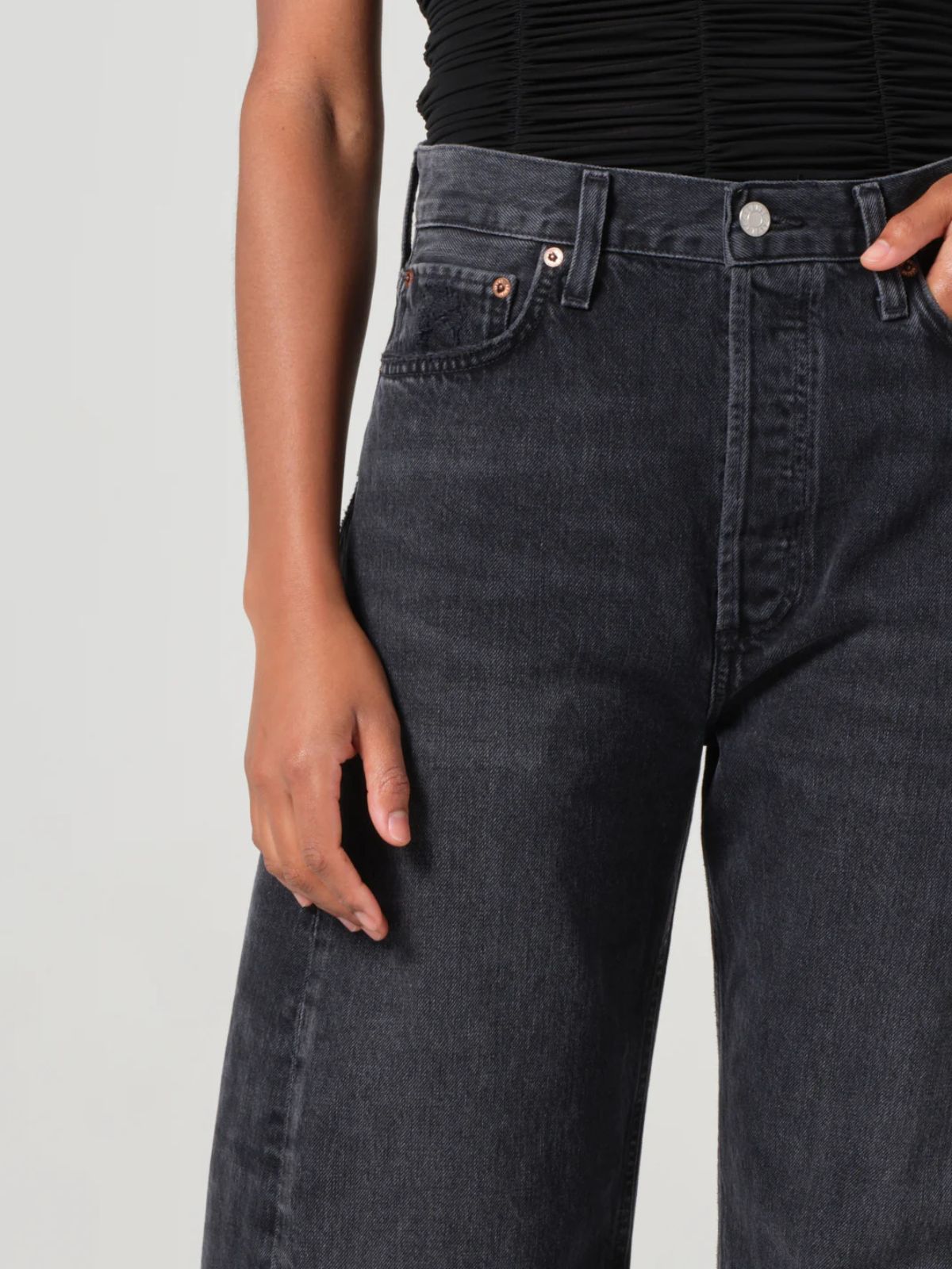Agolde Luna High Rise Pieced Taper Black Denim Jeans