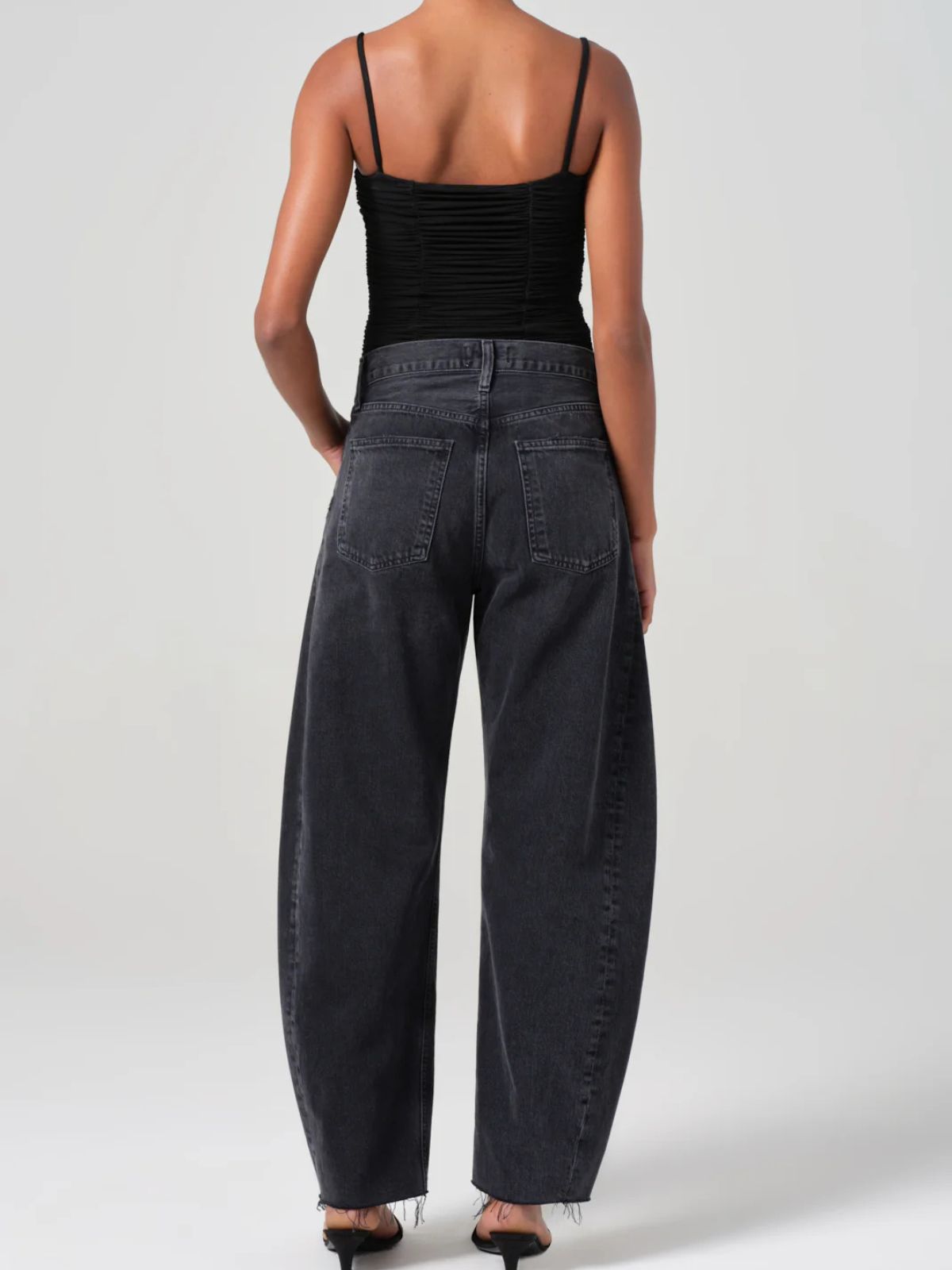 Agolde Luna High Rise Pieced Taper Black Denim Jeans