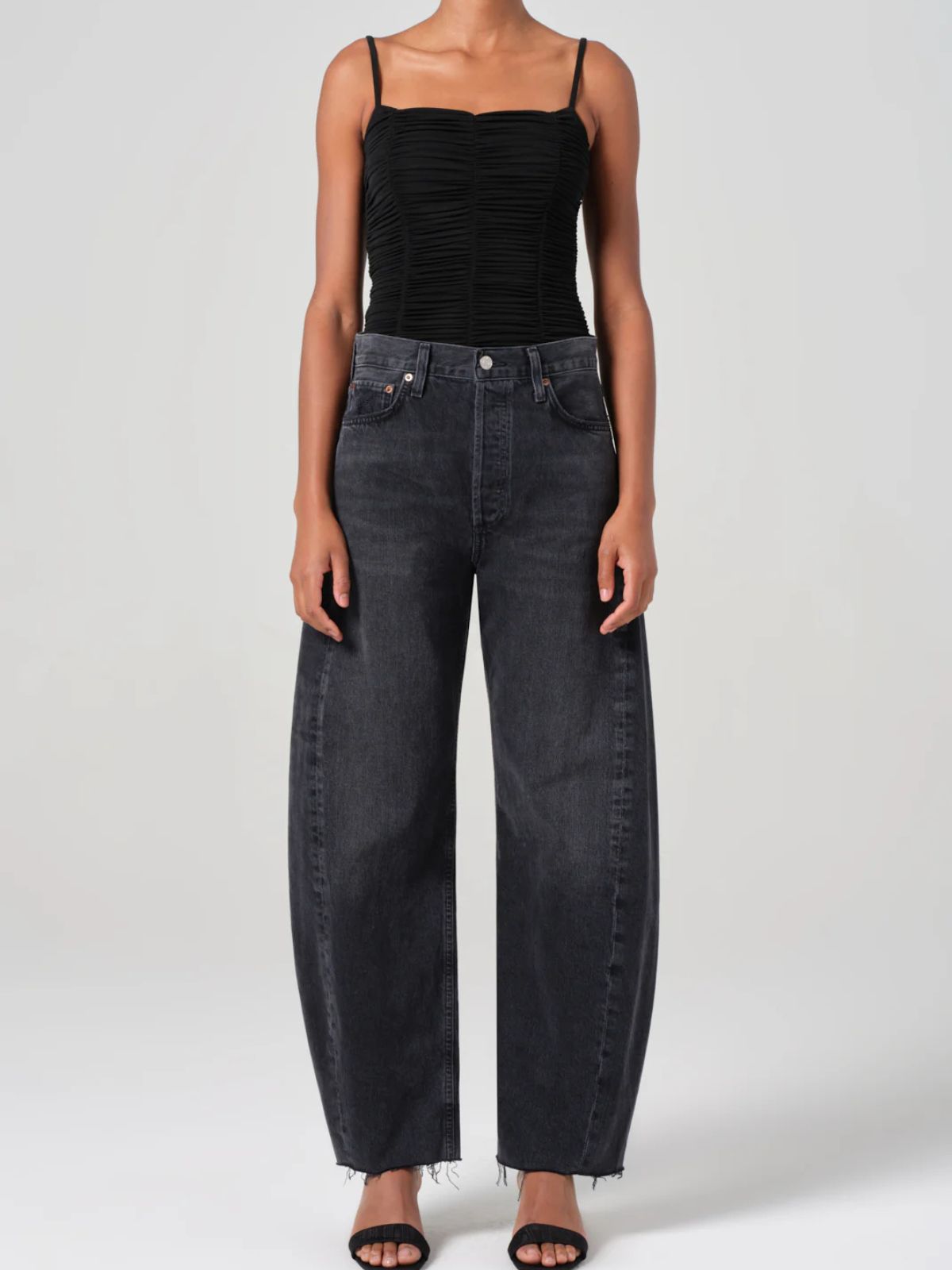 Agolde Luna High Rise Pieced Taper Black Denim Jeans