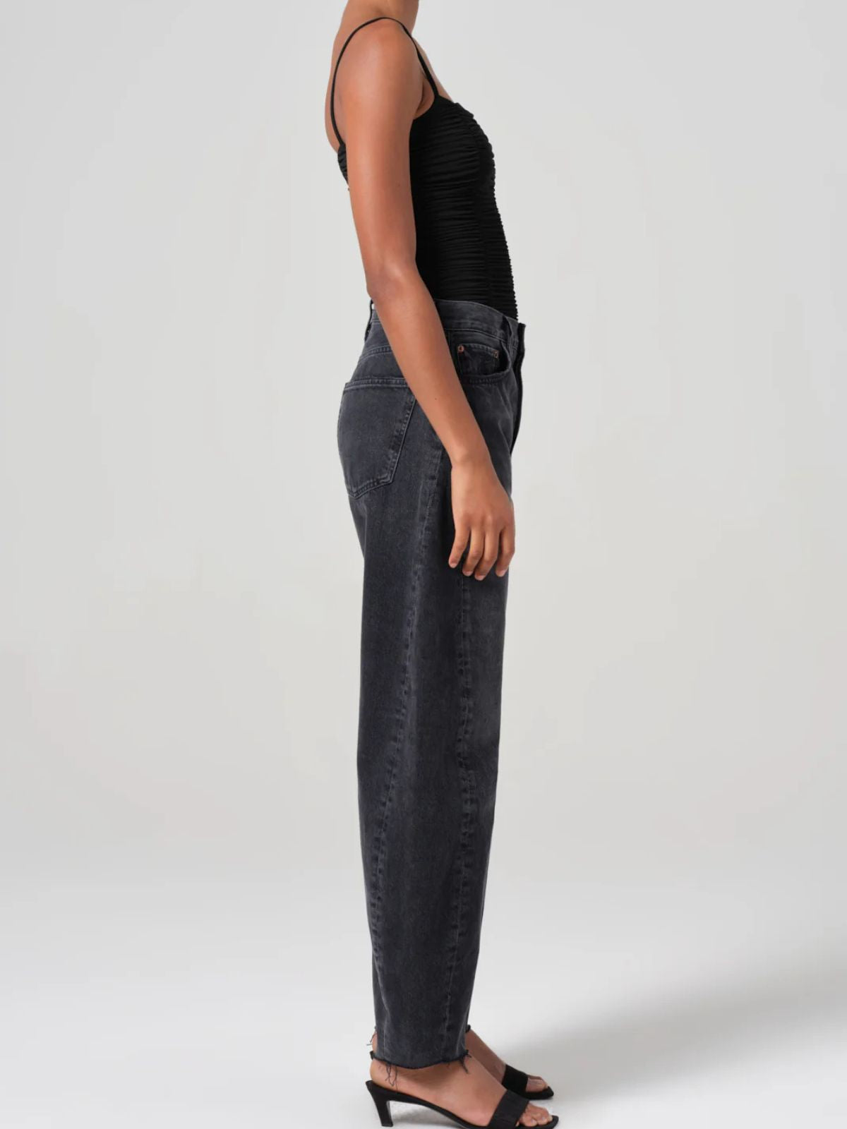 Agolde Luna High Rise Pieced Taper Black Denim Jeans