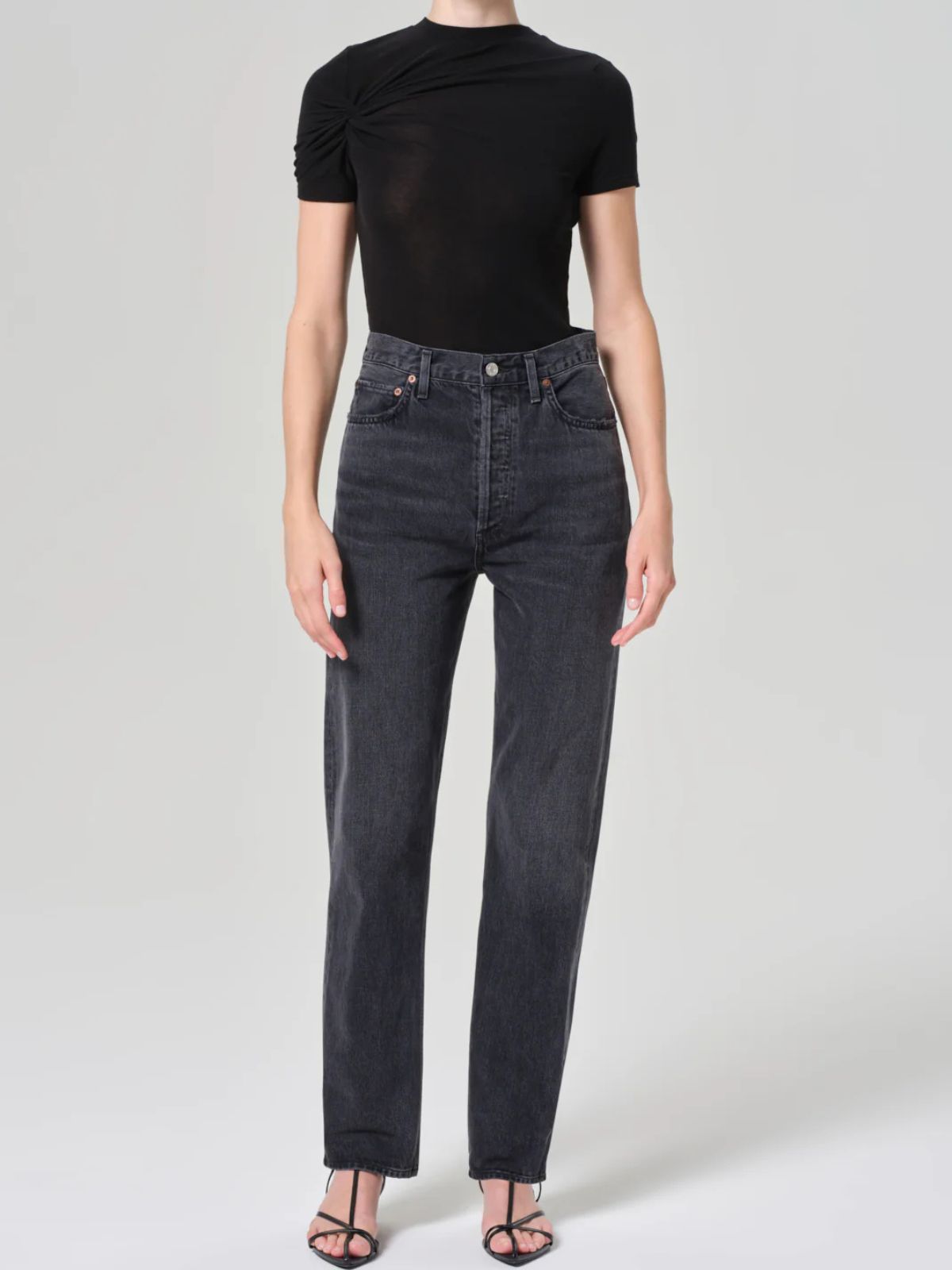 Agolde 90's Pinch Waist Straight leg black denim Jeans