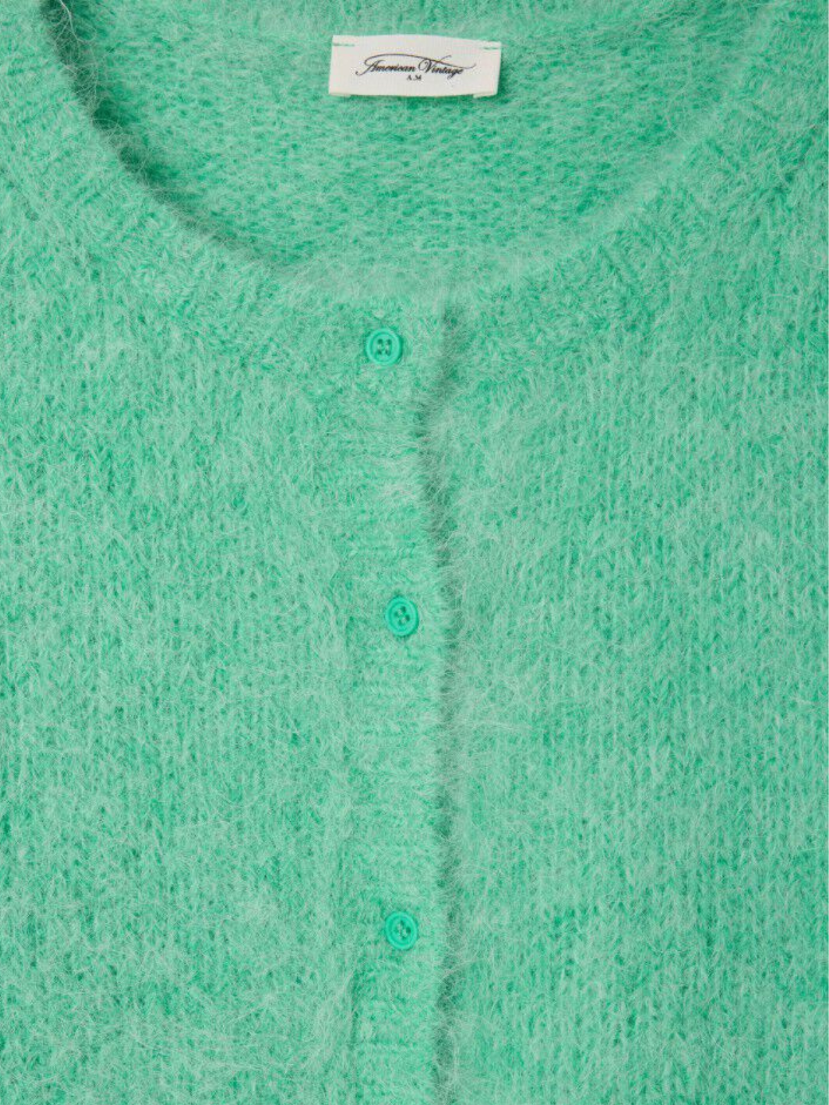AMERICAN VINTAGE Niby Cropped Fit Mint Green Fluffy Cardigan