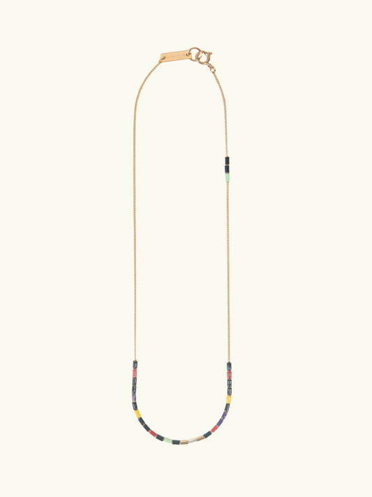 Colour Stripe Multi-Coloured Bead Necklace