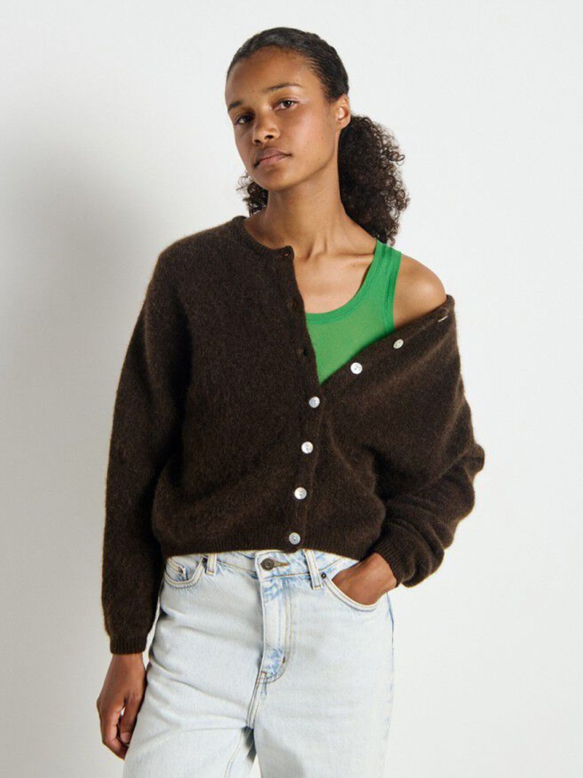 AMERICAN VINTAGE Vitow Melange Brown Cardigan