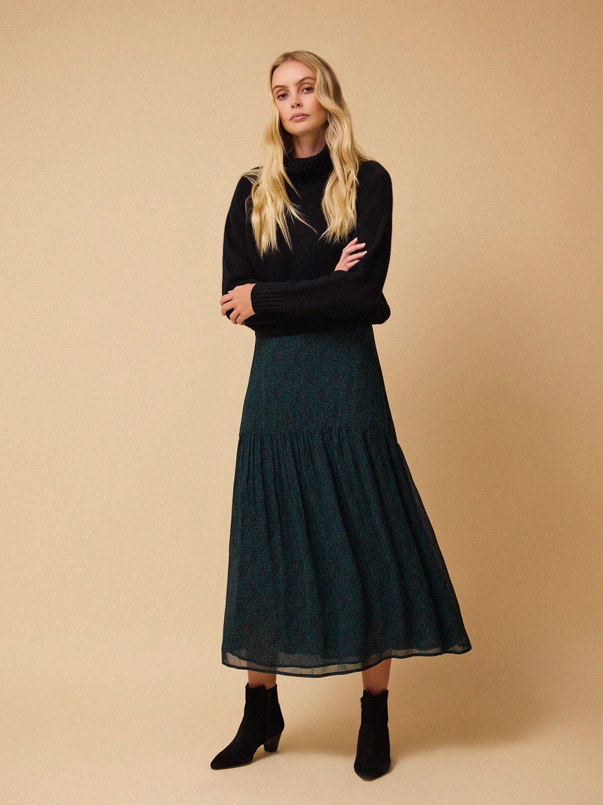 Midi skirt outfit us open shop