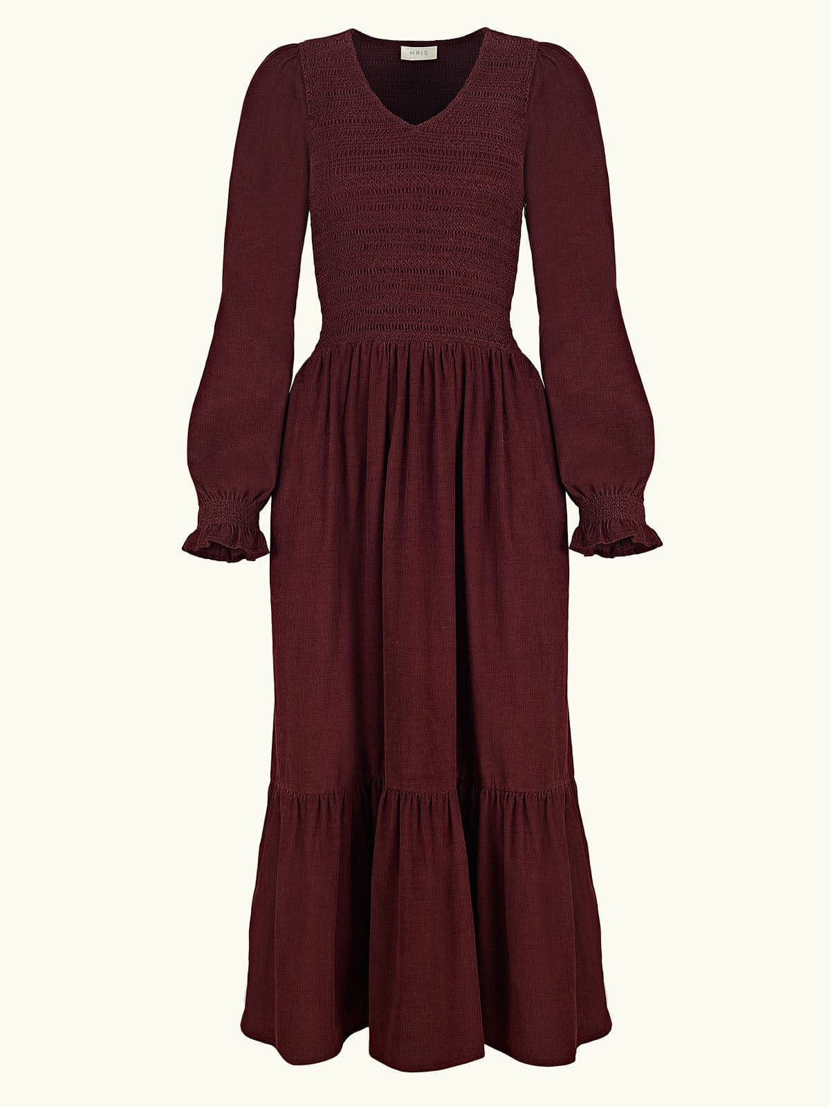 Iris Fashion - BY IRIS - Imogen Smocked Cord Dress – Burgundy
