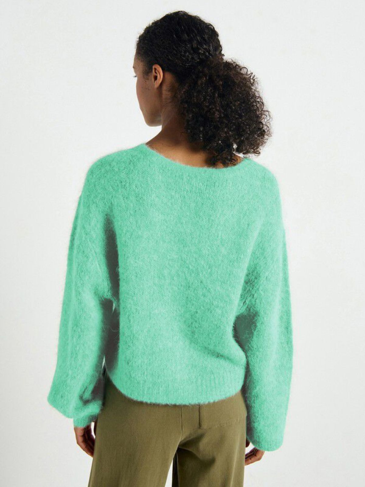 AMERICAN VINTAGE Niby Cropped Fit Mint Green Fluffy Cardigan