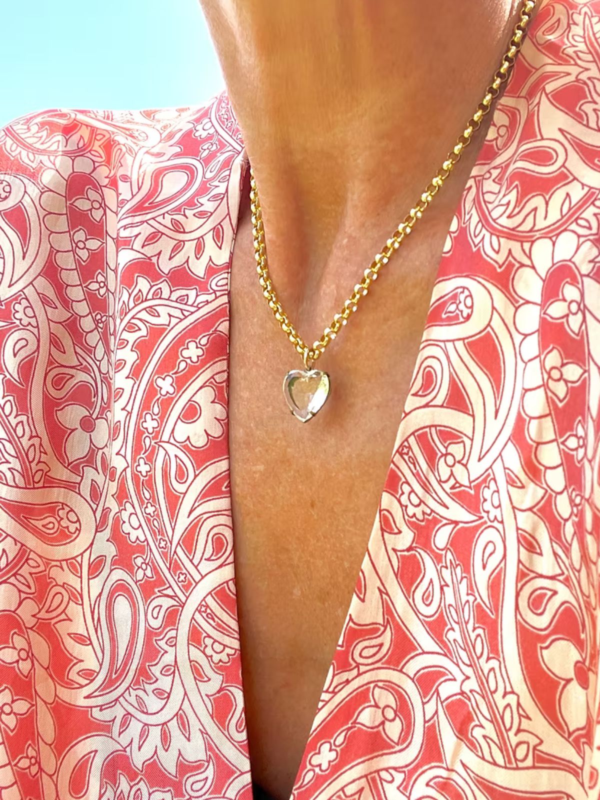 Glass Heart Belcher Necklace