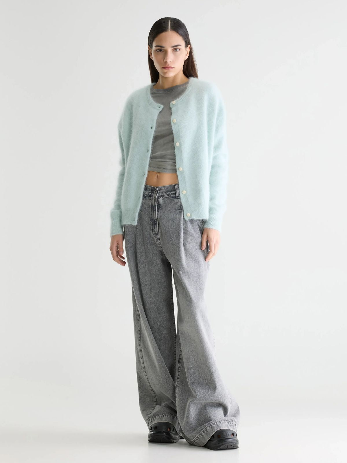 Dathan Angora Blend Cardigan - Ice