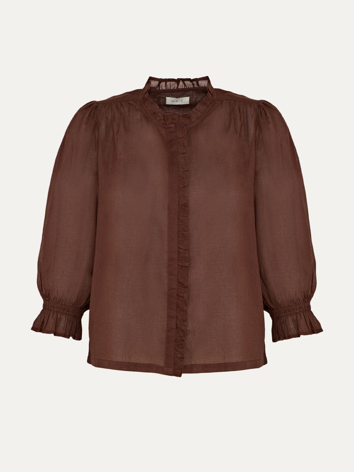 Frankie Voile Ruffle Blouse - Brown