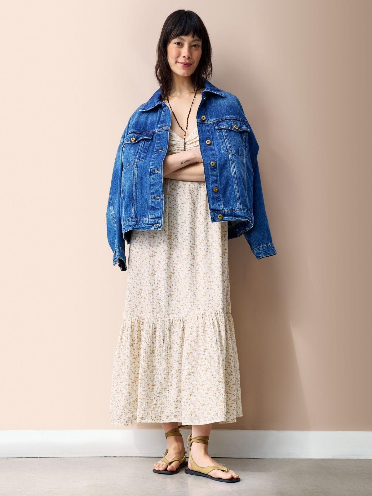 Ivy Double Cotton Gauze Dress - Ditsy Print