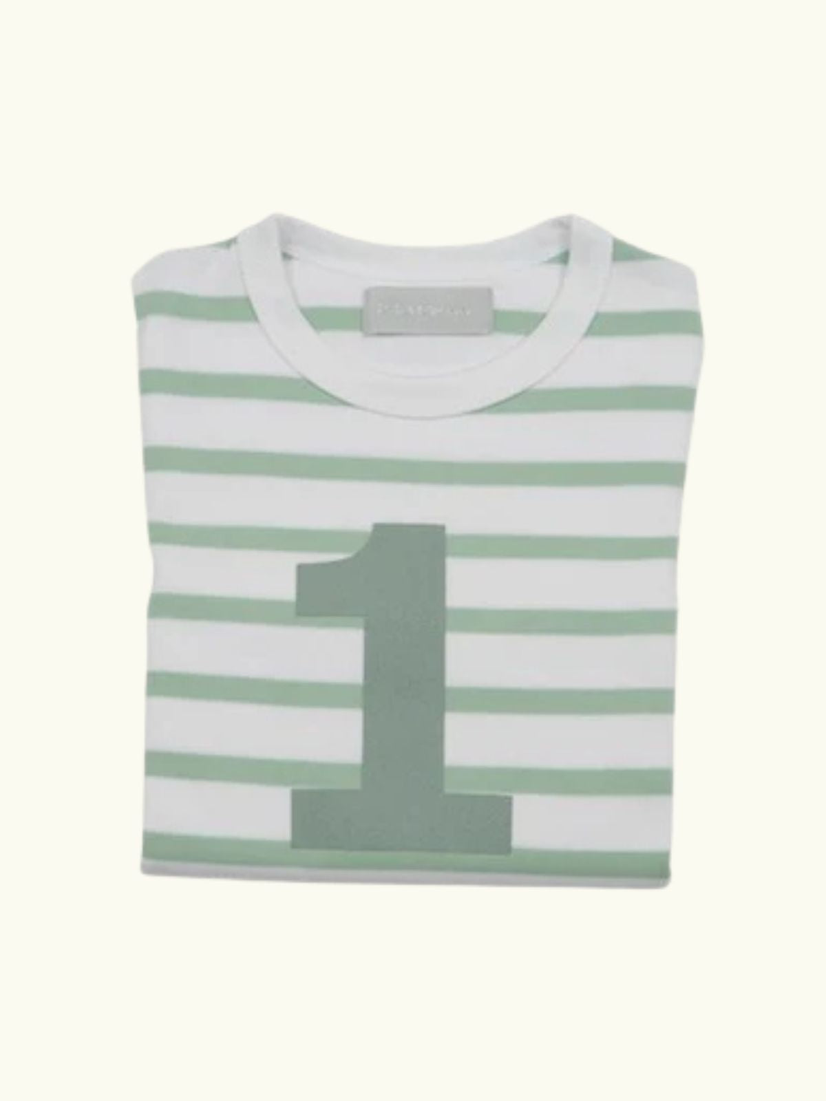 Bob and Bob Blossom Number 1 Long sleeve seafoam green and white stripe t-shirt