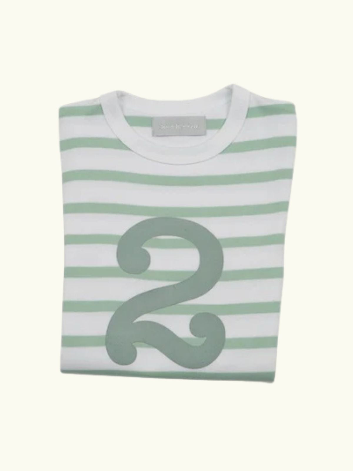 Bob and Bob Blossom Number 2 Long sleeve seafoam green and white stripe t-shirt