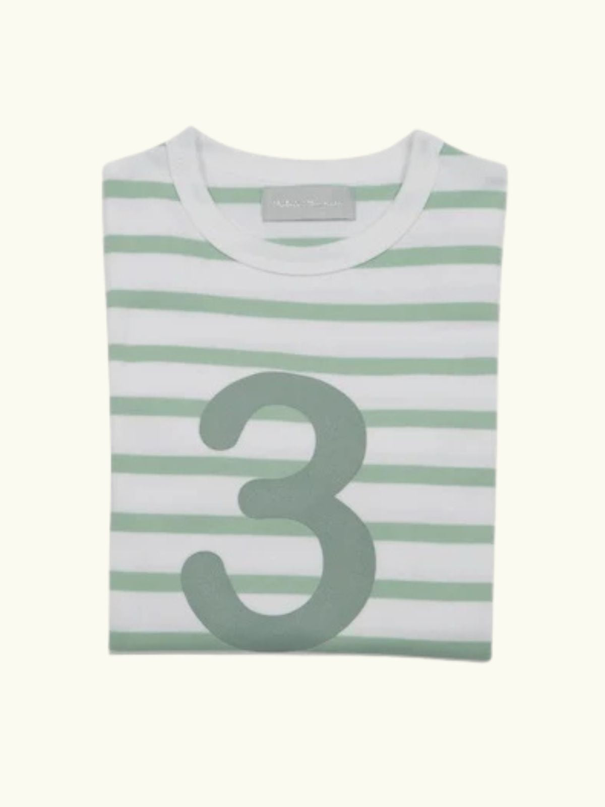Bob and Bob Blossom Number 3 Long sleeve seafoam green and white stripe t-shirt