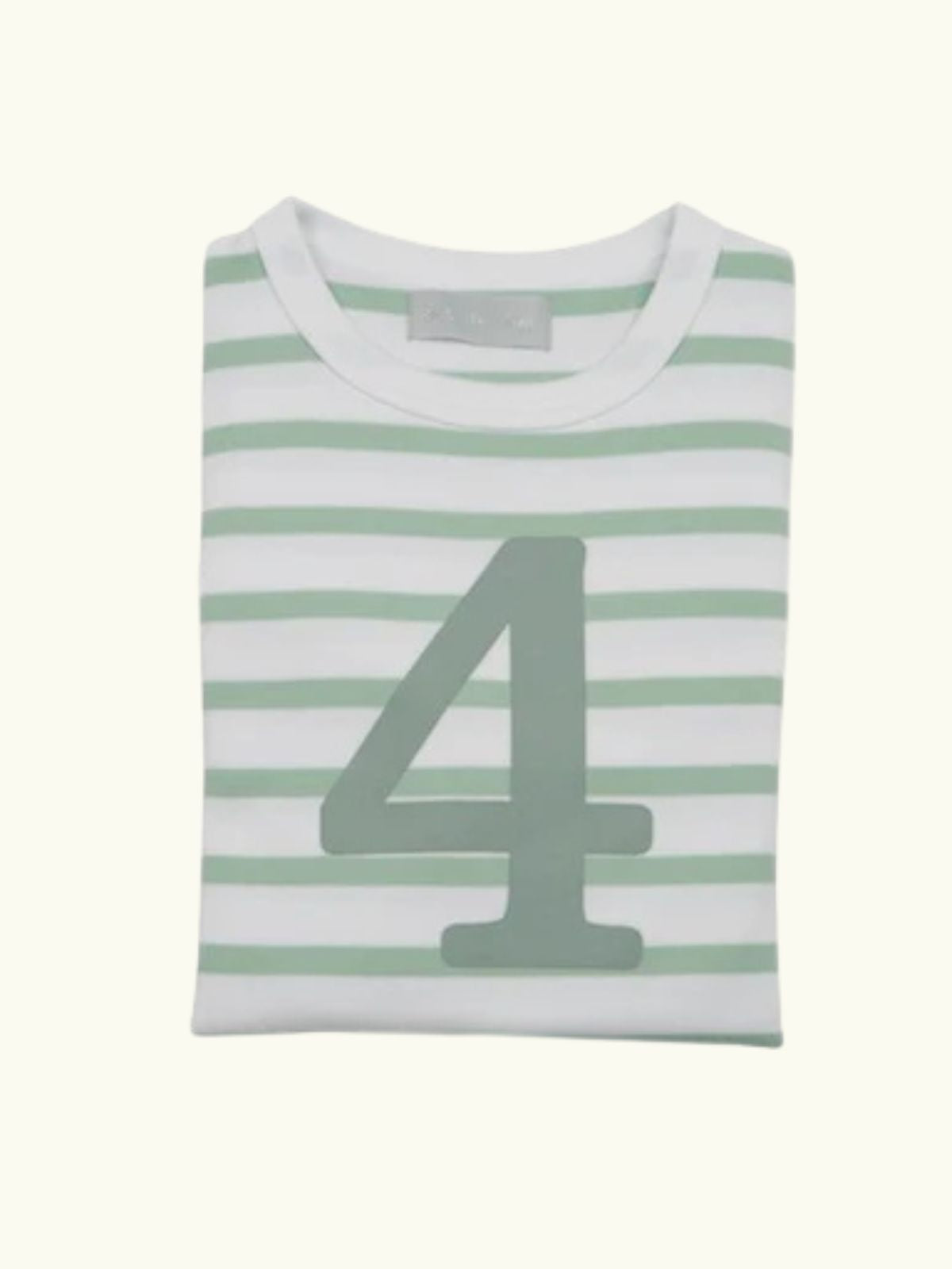 Bob and Bob Blossom Number 4 Long sleeve seafoam green and white stripe t-shirt