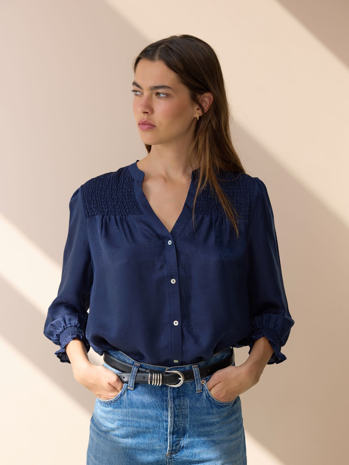 Rhys Silk Blend Blouse - Midnight