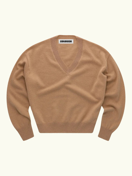 Malibu V-neck Jumper - Camel