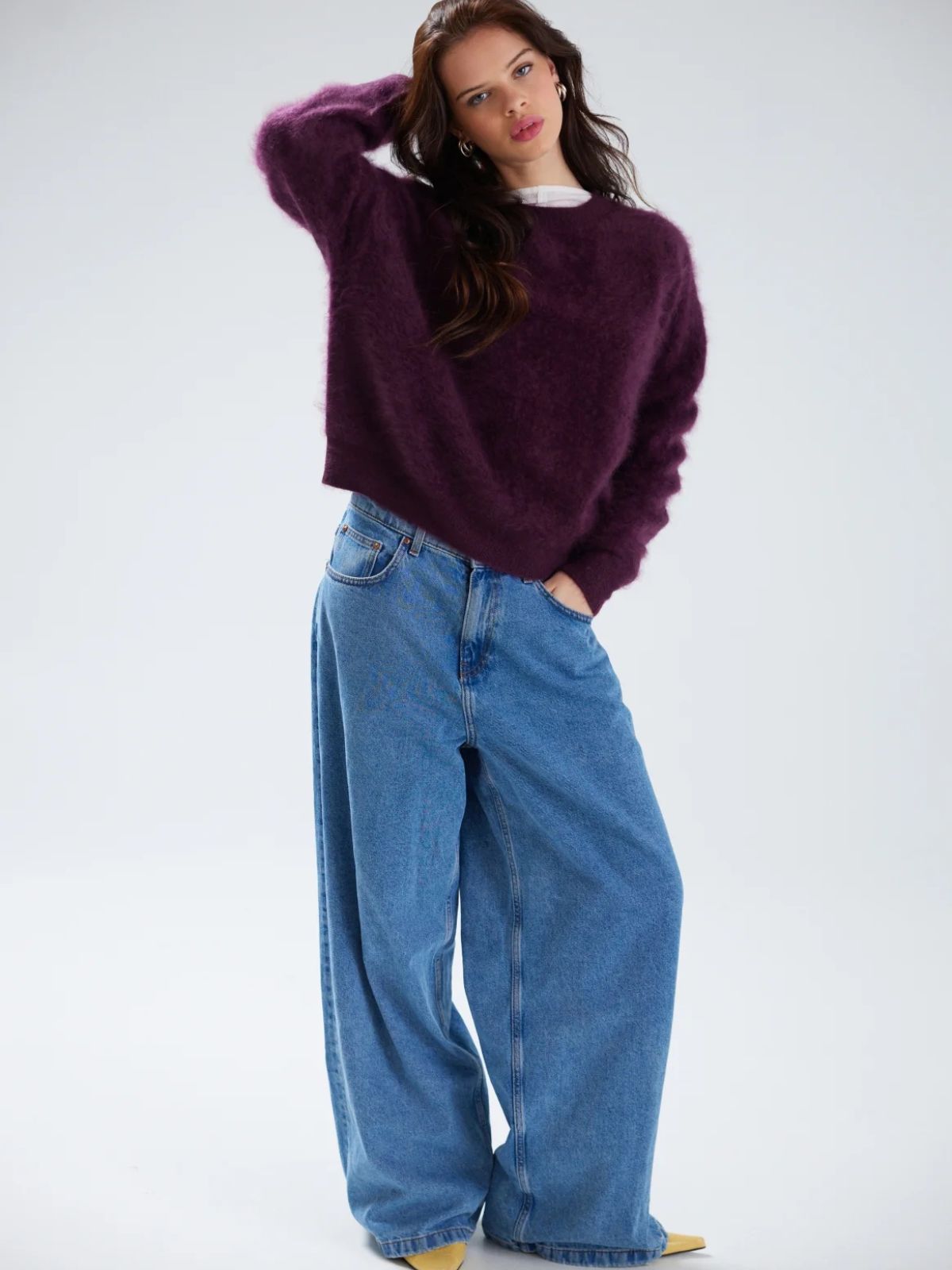 Mavis Brushed Crew Jumper - Elderberry