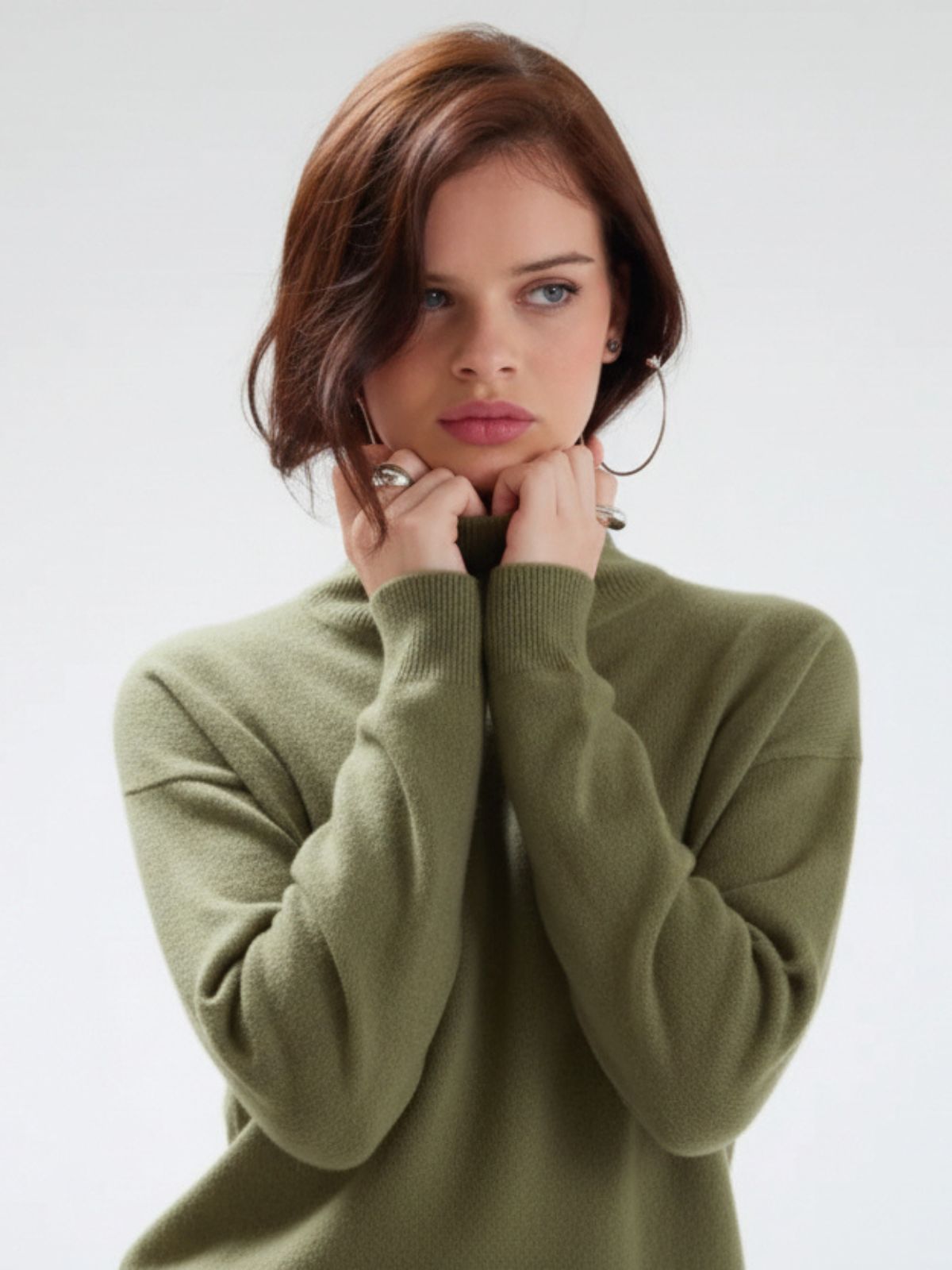 Iris Fashion - COLORUSH - Malibu Roll Neck Jumper - Khaki