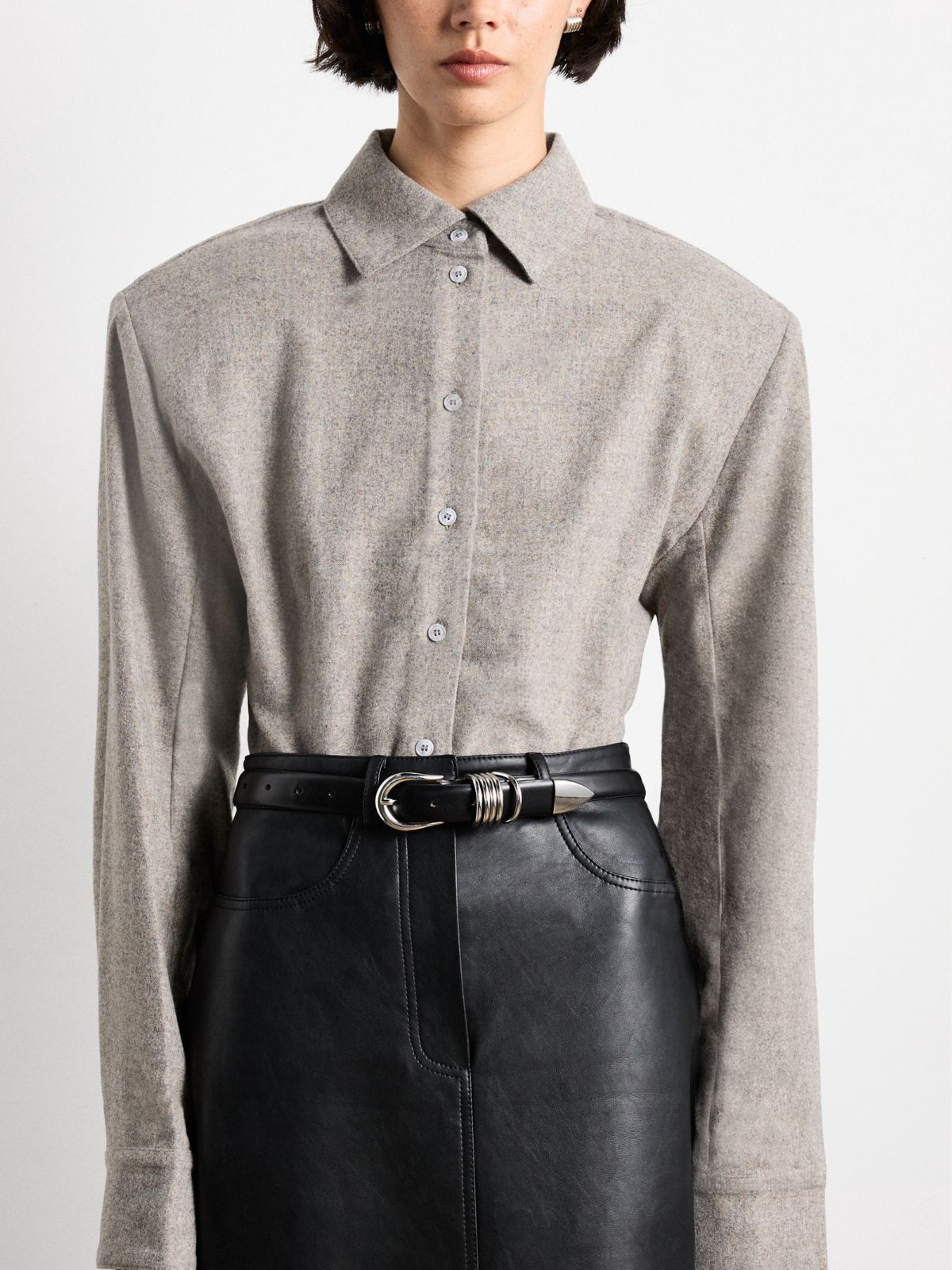 Iris Fashion - DEHANCHE - Hollyhock Leather Belt- Black & Silver