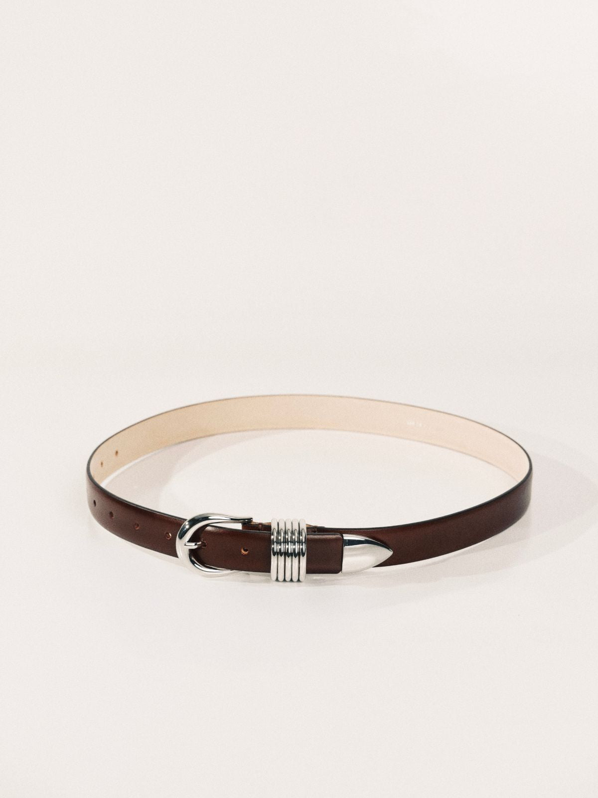 Iris Fashion - DEHANCHE - Hollyhock Leather Belt- Dark Brown & Silver