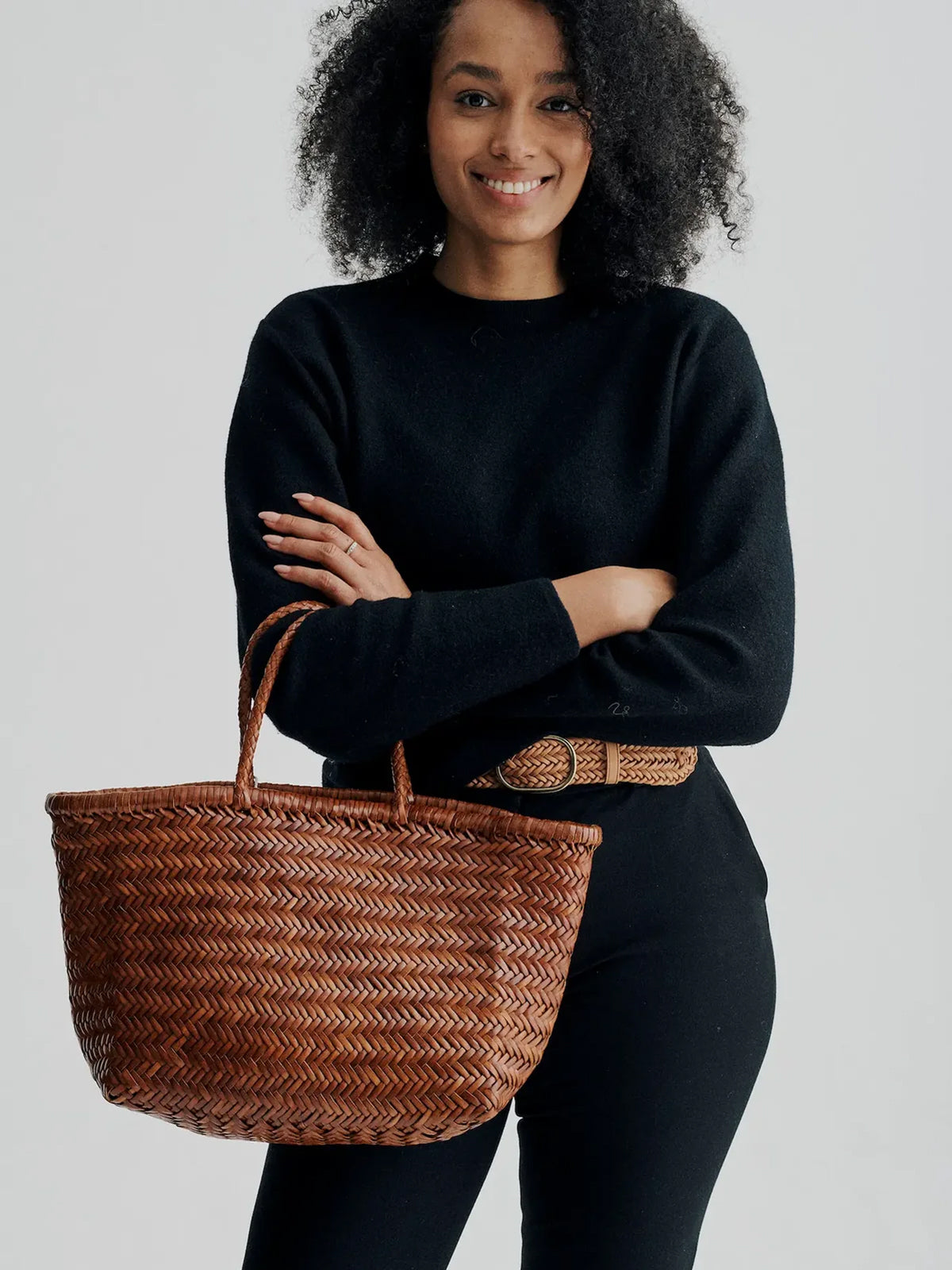 Triple Jump Handwoven Big Basket - Tan