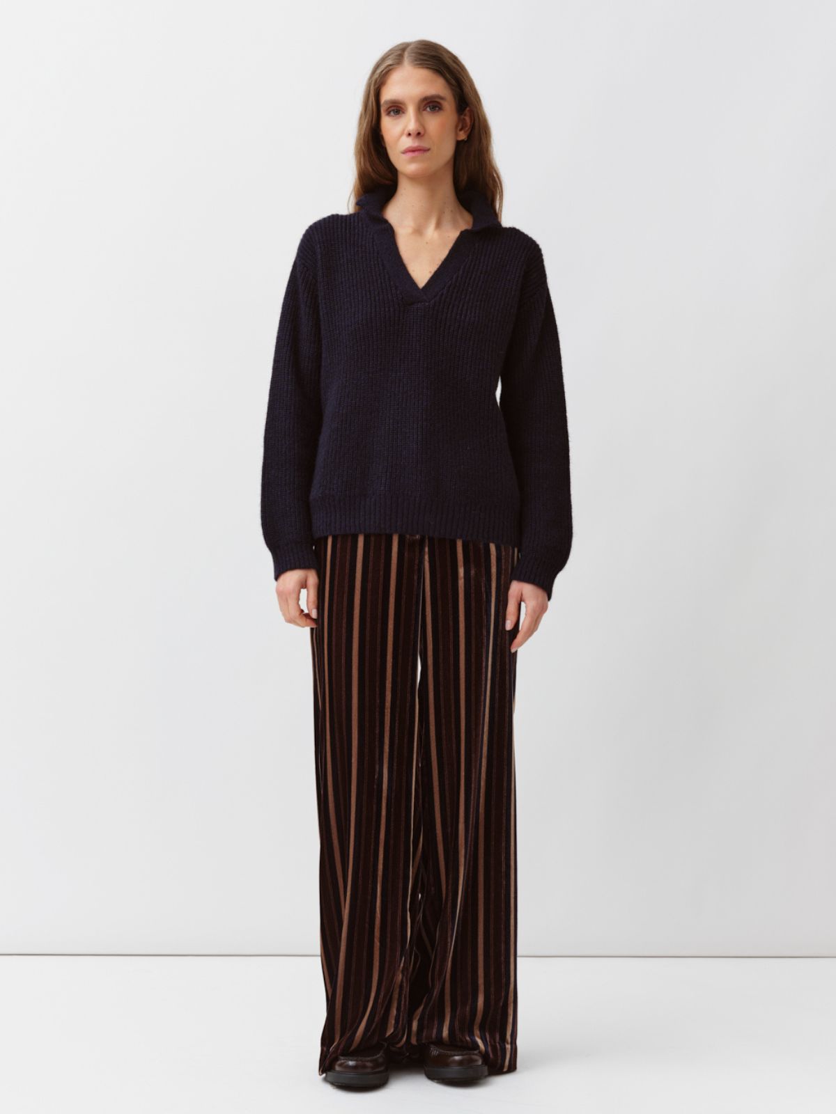 Palpo Polo V/Neck Jumper - Navy