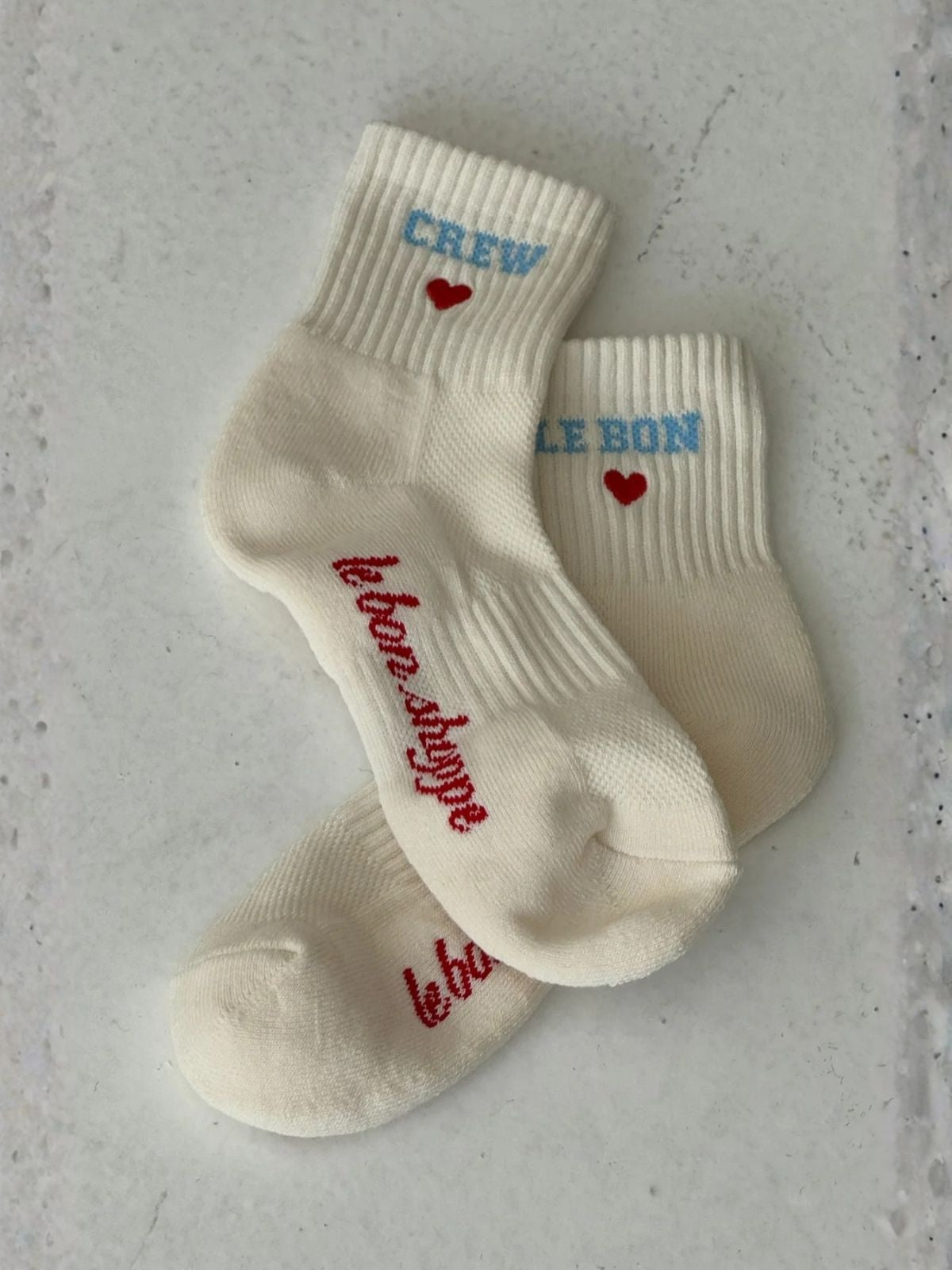 Embroidered Crew Socks - Vanilla