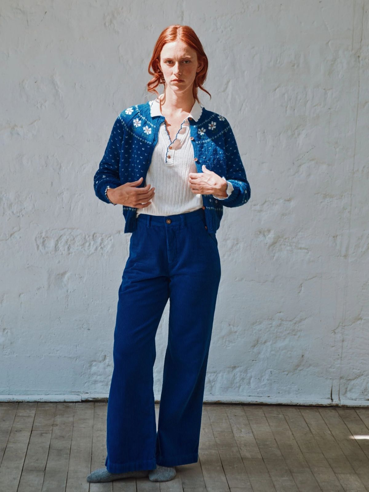 Camomille Jacquard Cardigan - Blue