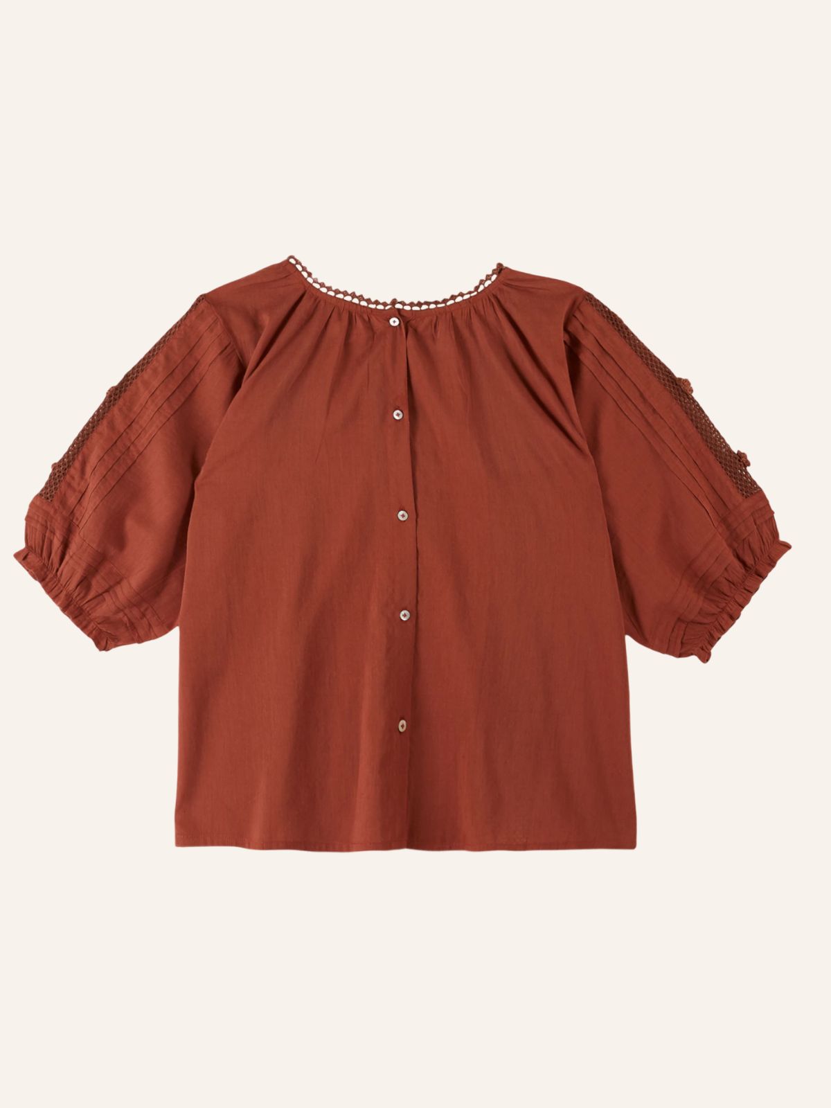 Deverley Embroidered Blouse - Rust