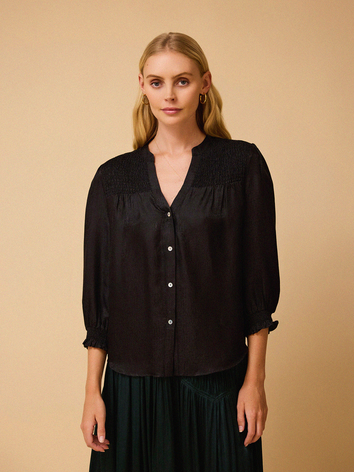 Rhys Silk Blend Blouse - Black