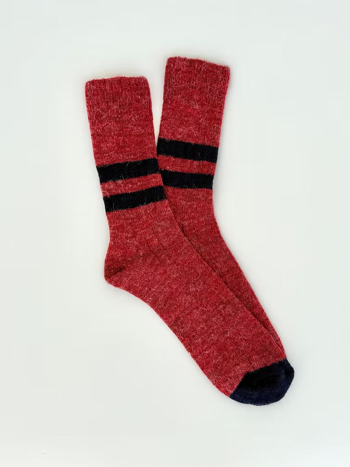 Alpaca Stripe Socks - Rust