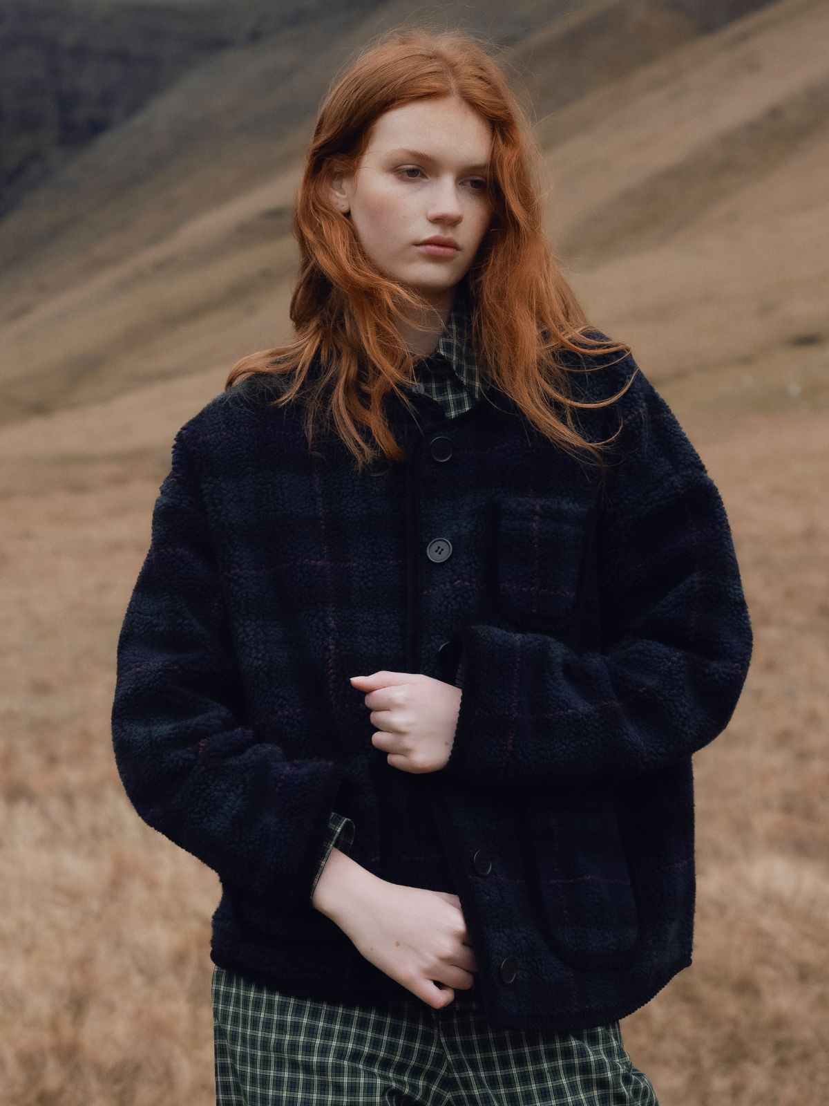Dalida Check Jacket - Navy