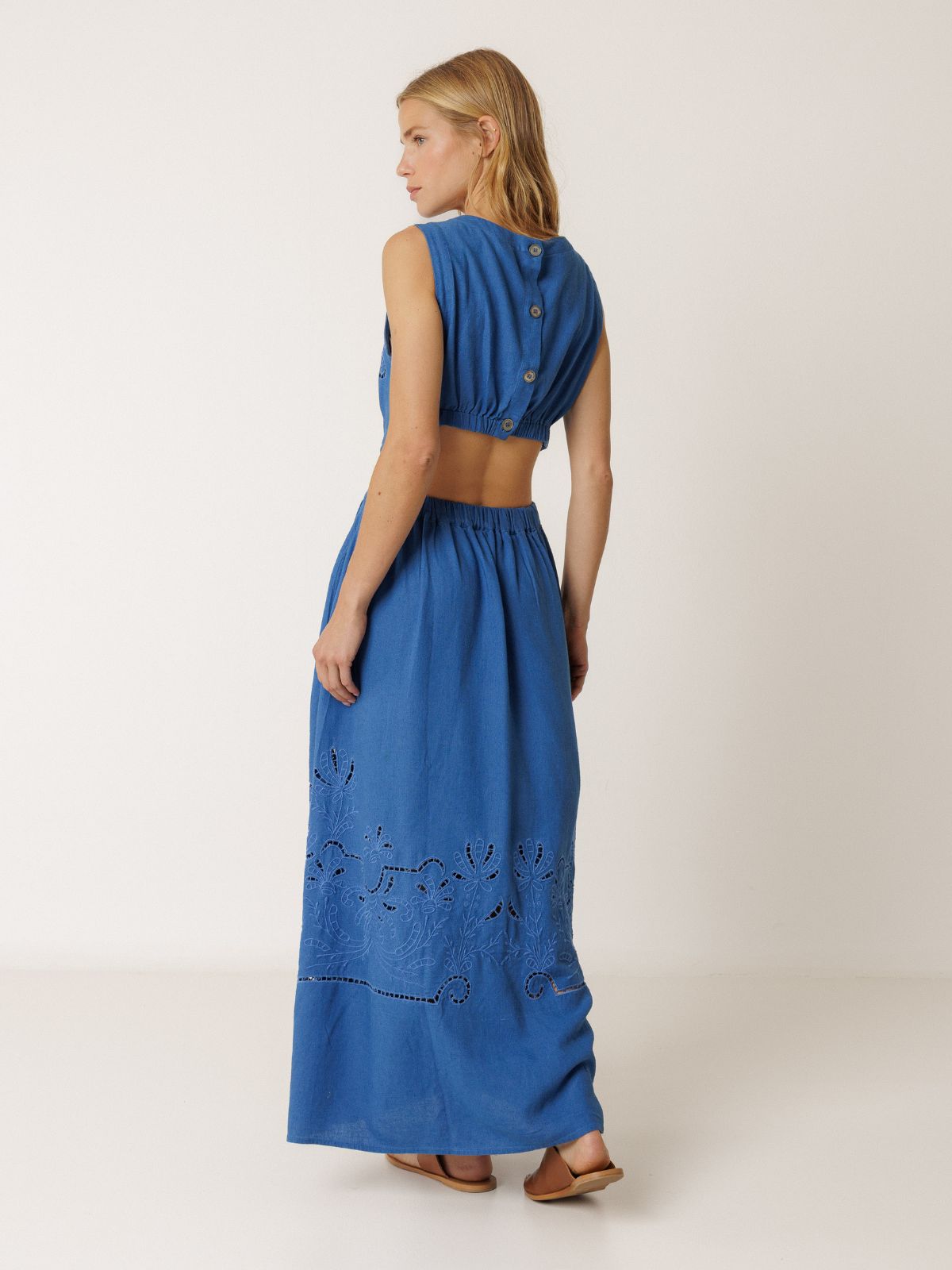 Open Back Dress - Blue