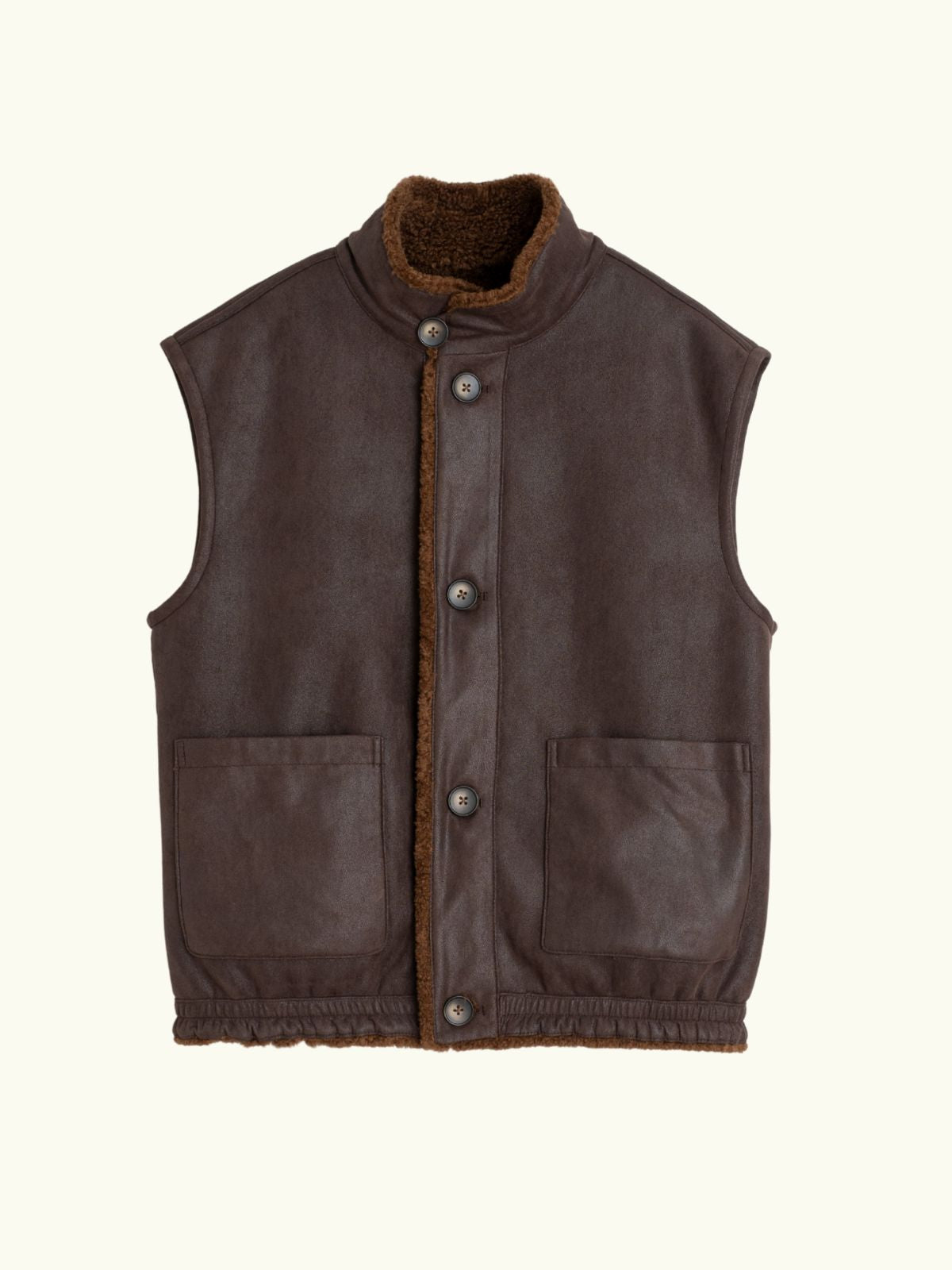 Shearling Style Vest - Chocolate