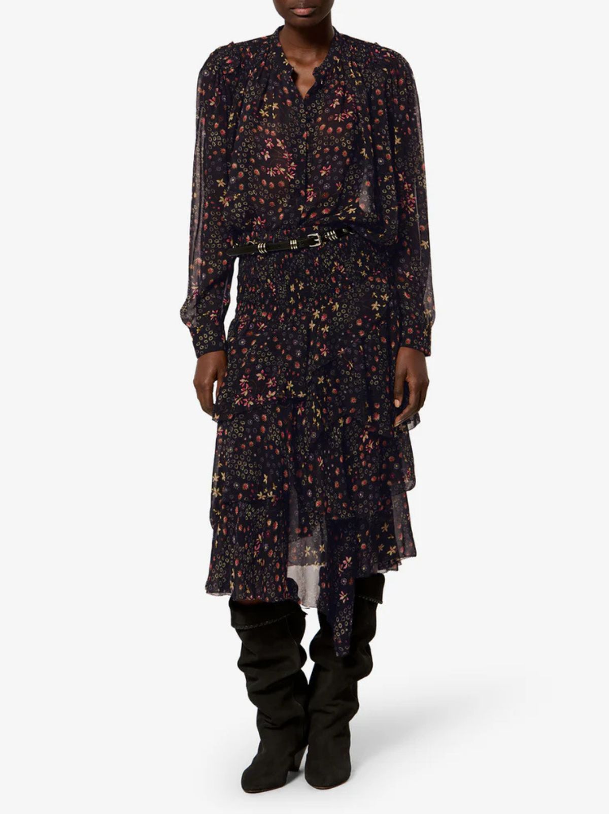 Florine Print Blouse - Black & Ecru