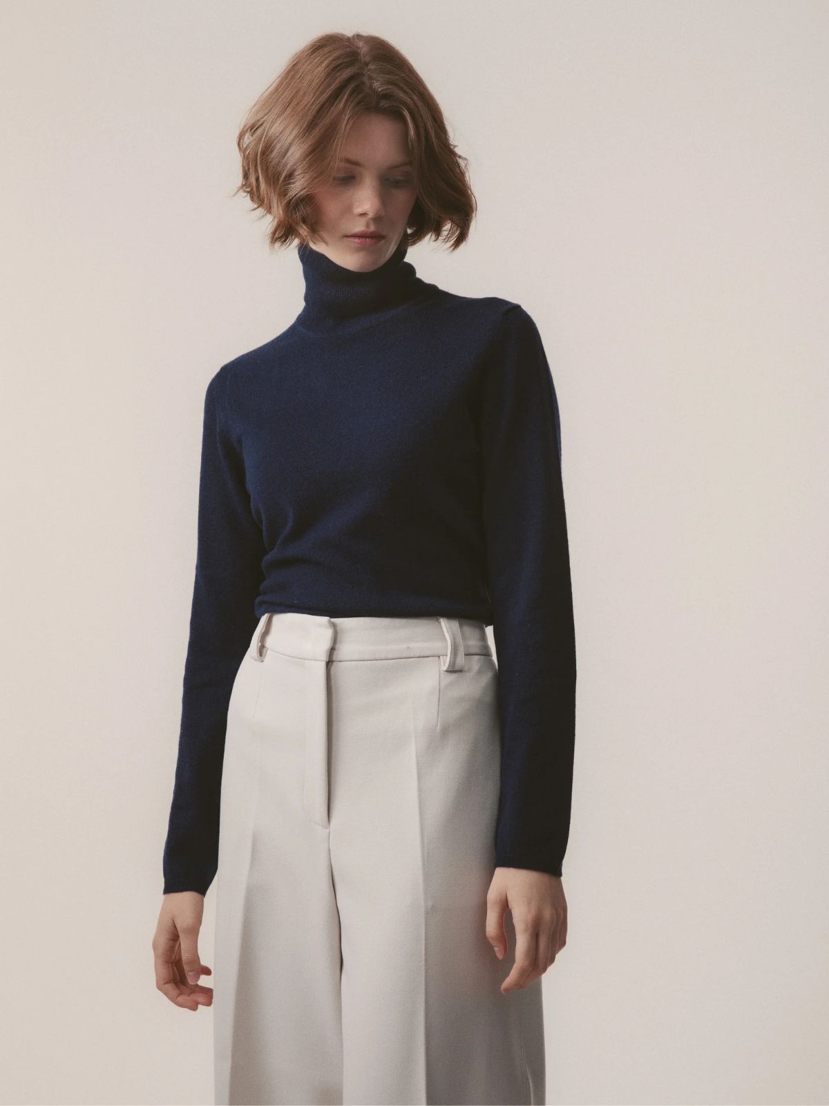Cashmere Polo Neck - Navy