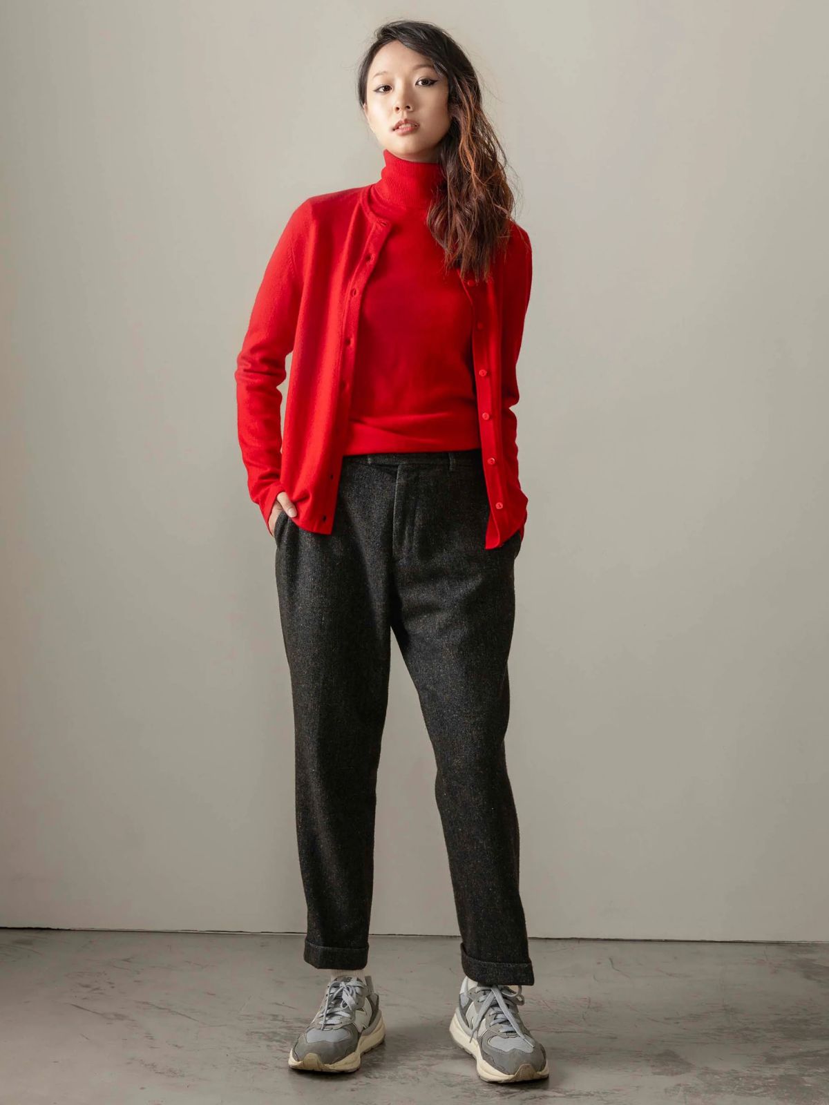 Cashmere Polo Neck Jumper - Red