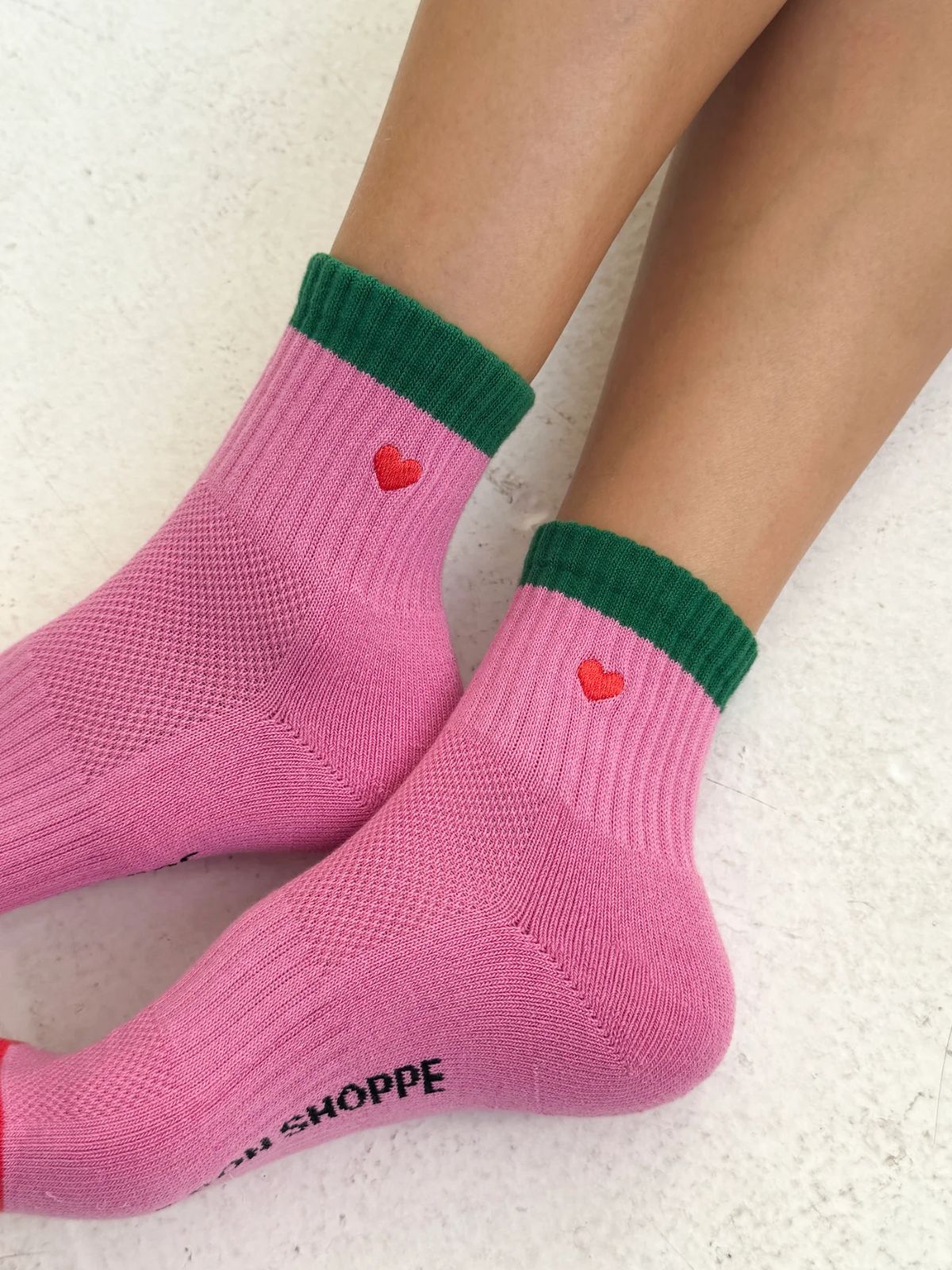 Iris Fashion - LE BON SHOPPE - Embroidered Girlfriend Socks- Rose Green + Heart