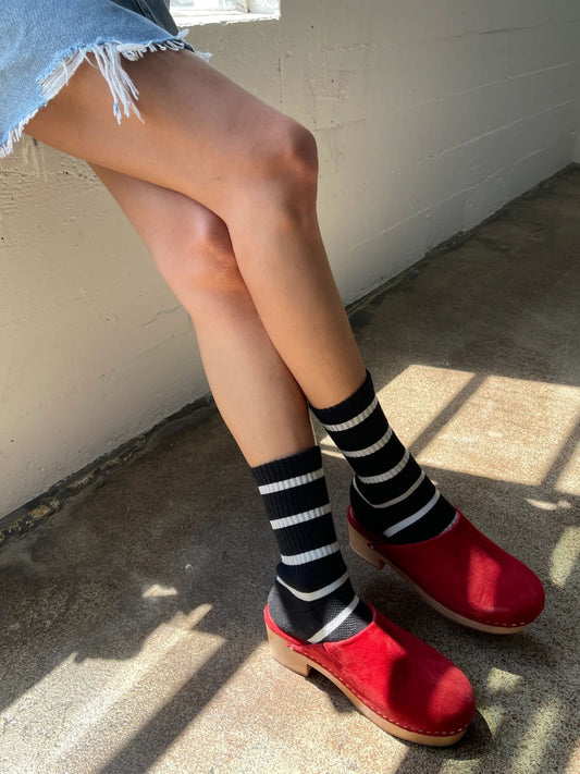Striped Boyfriend Socks - Black
