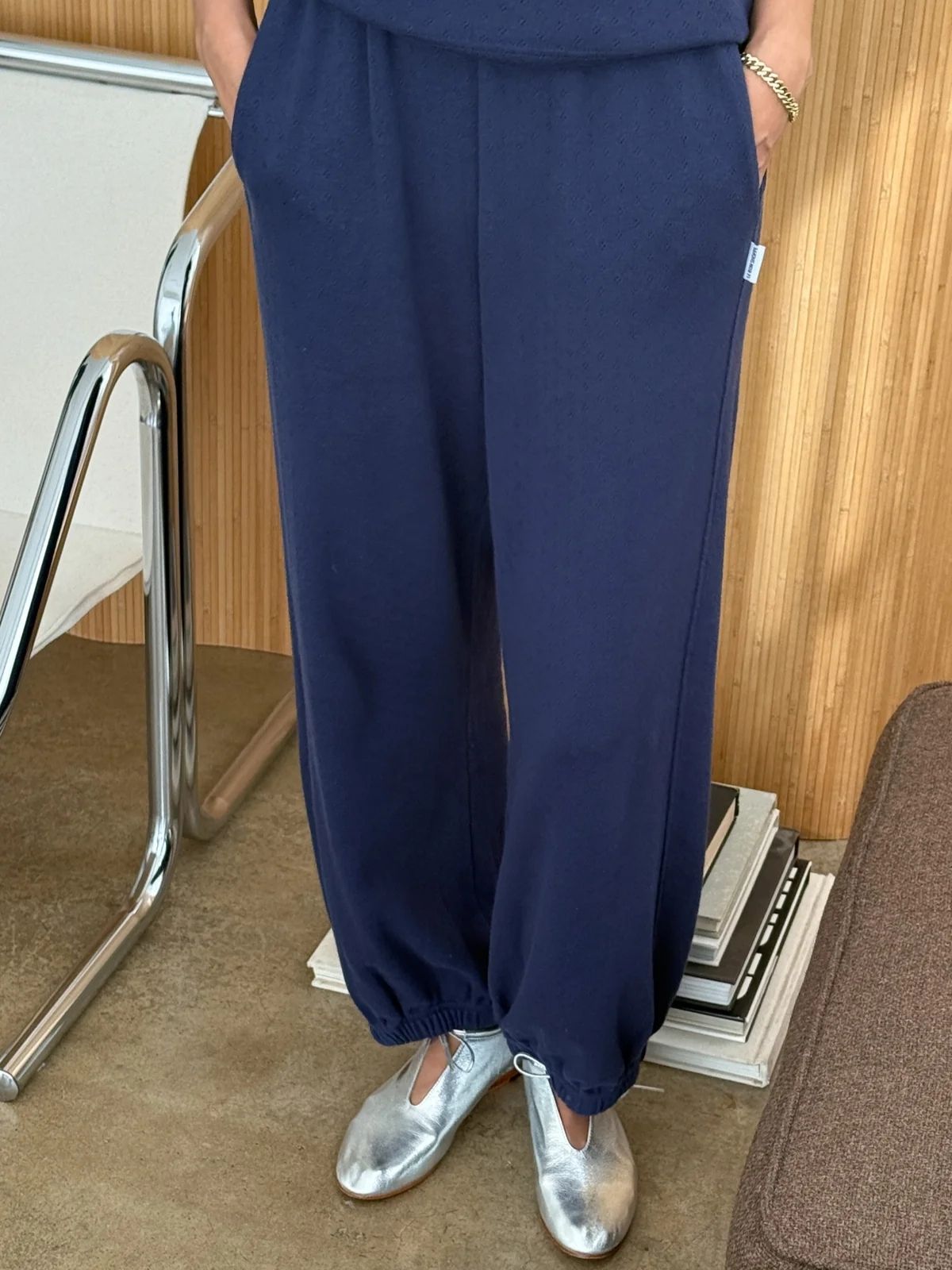 Pointelle Balloon Pants - Navy