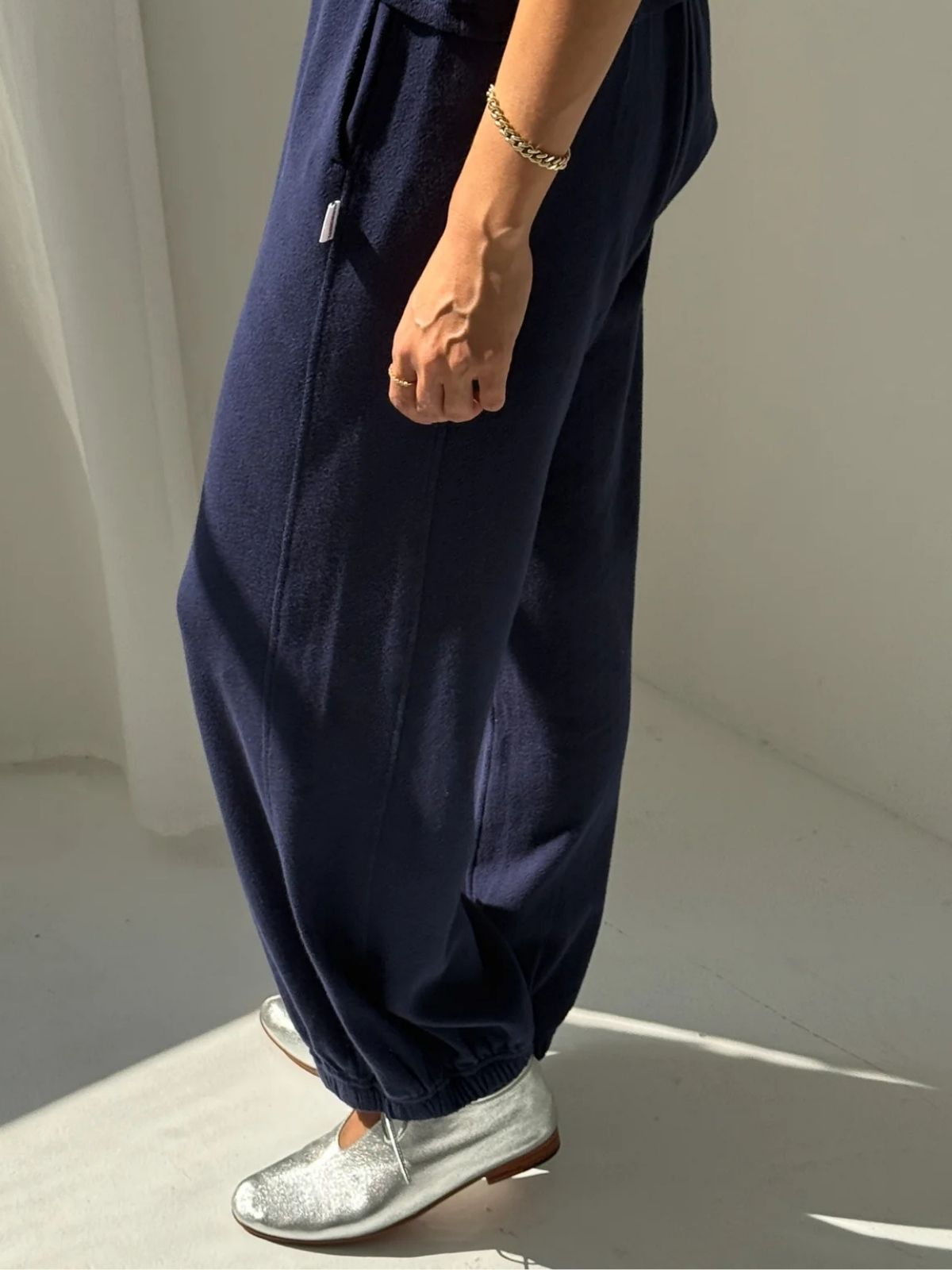 Pointelle Balloon Pants - Navy