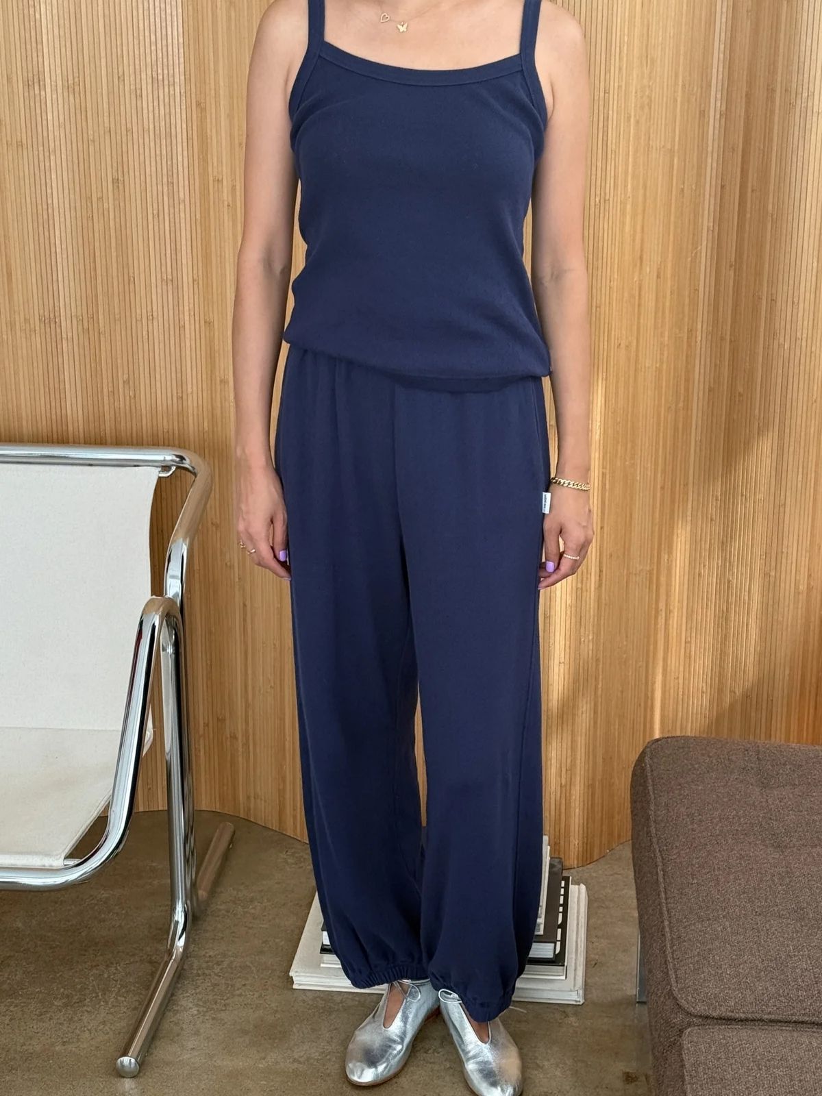 Pointelle Balloon Pants - Navy